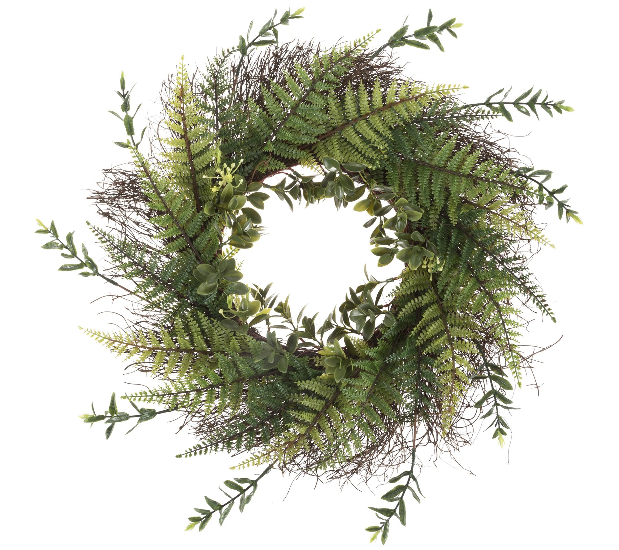 Pure Garden 21' Assorted Green Fern Plants Wreath