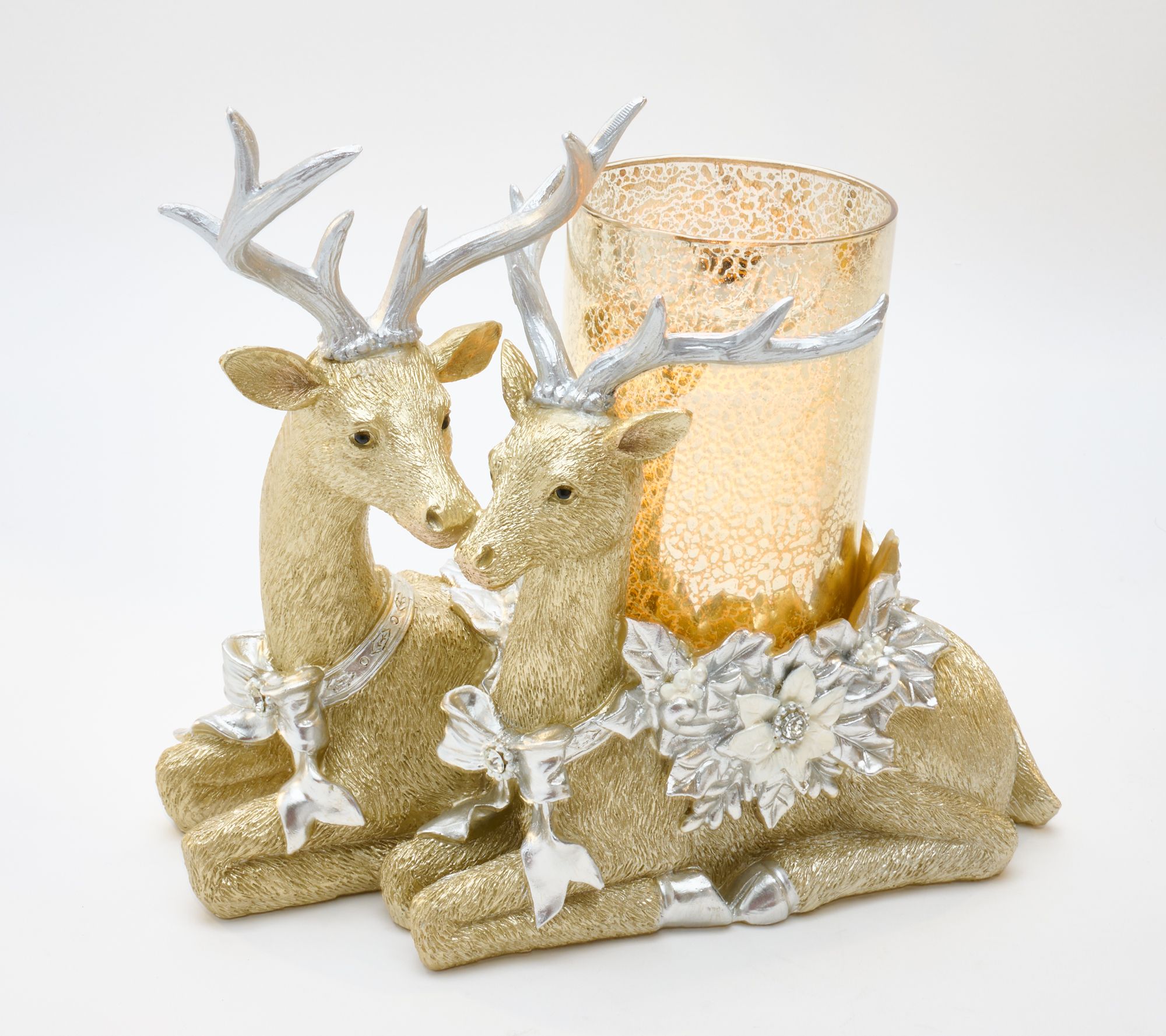 Kringle Express Resin Deer Duo Candle Centerpiece