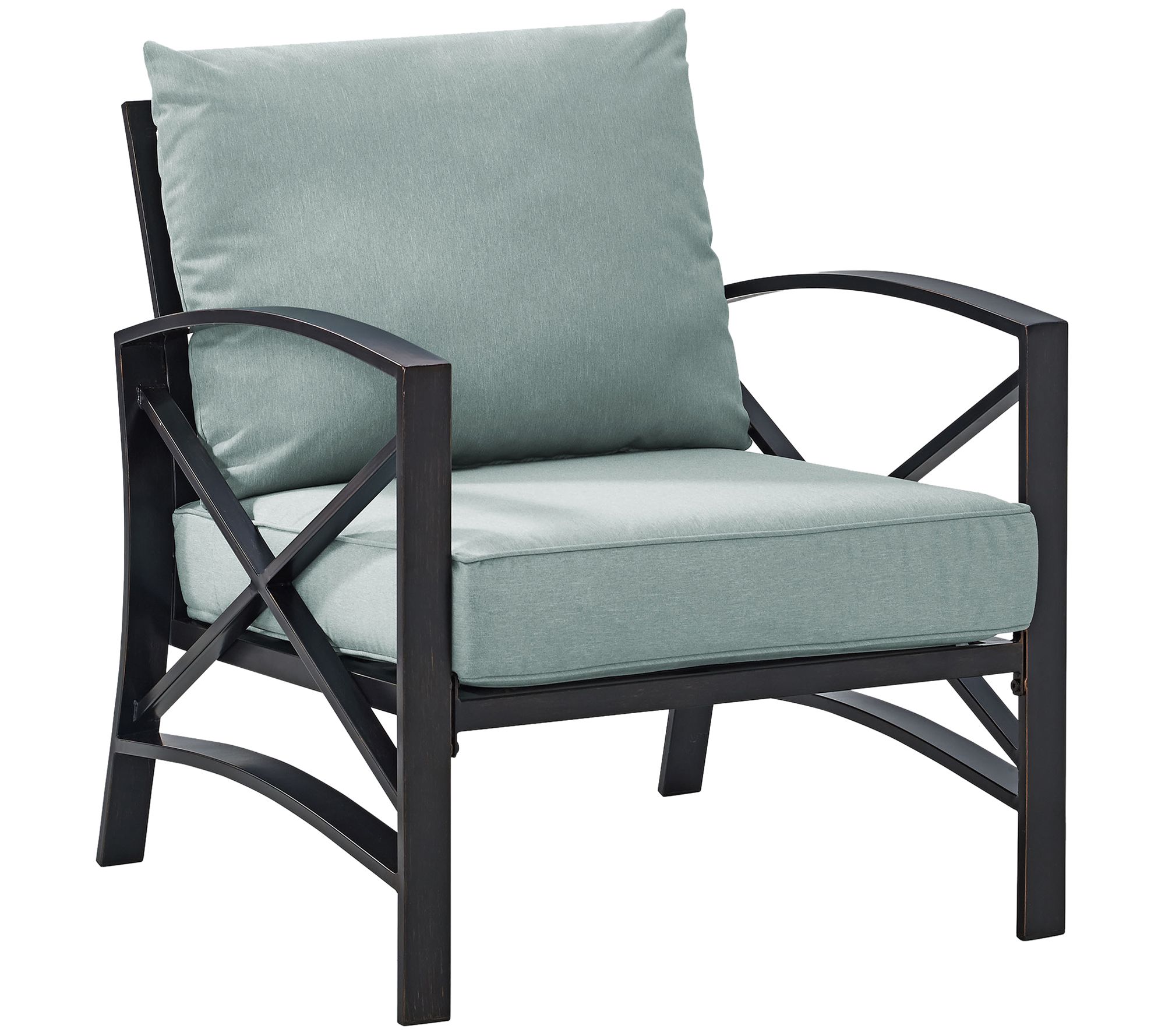 Kaplan Arm Chair in Oiled Bronze with Cushions - QVC.com