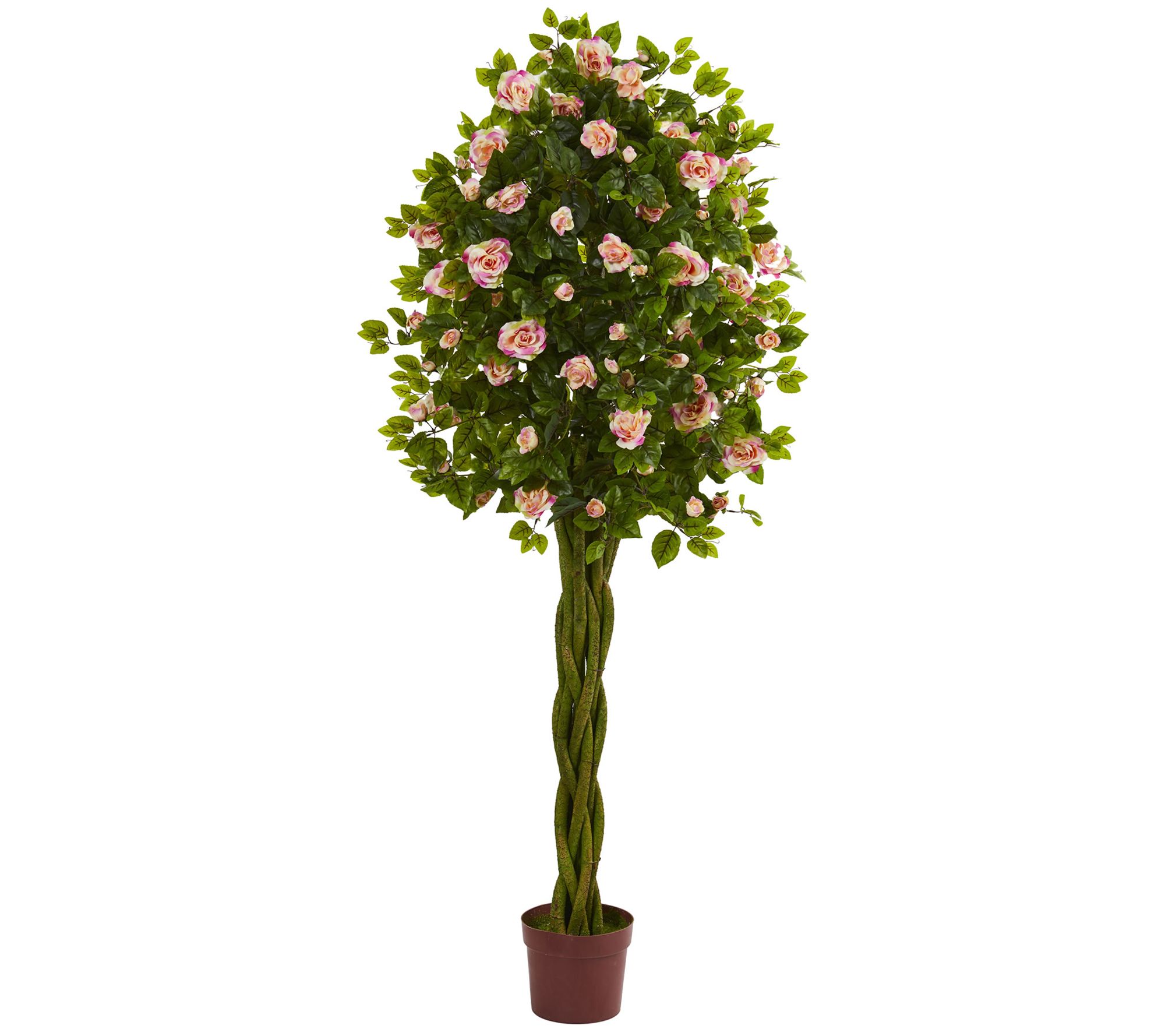 6' Rose Artificial Tree with Woven Trunk by Nea rly Natural