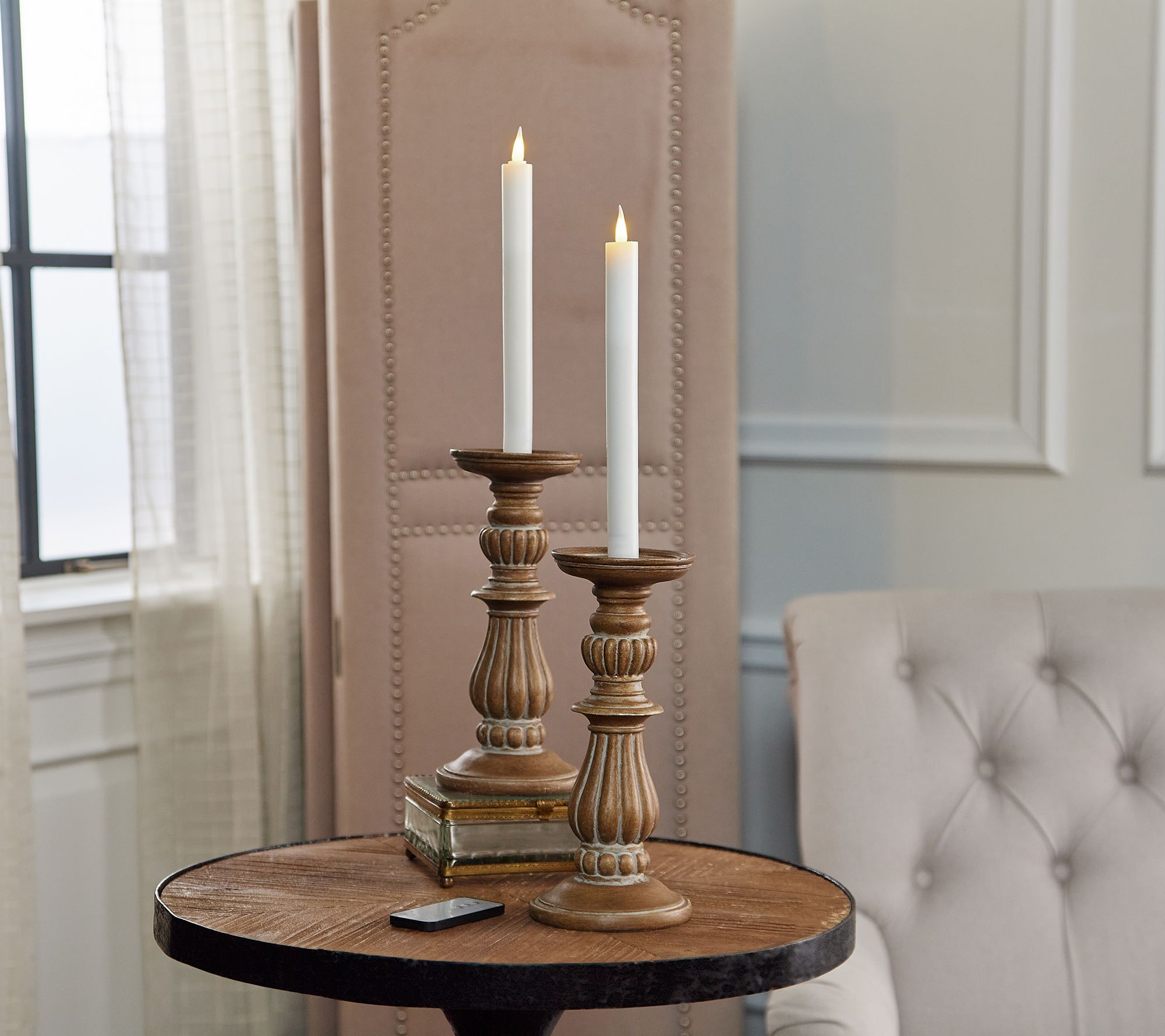 Set of (2) 10" Flameless Taper Candles w/Remote by Bobby Berk