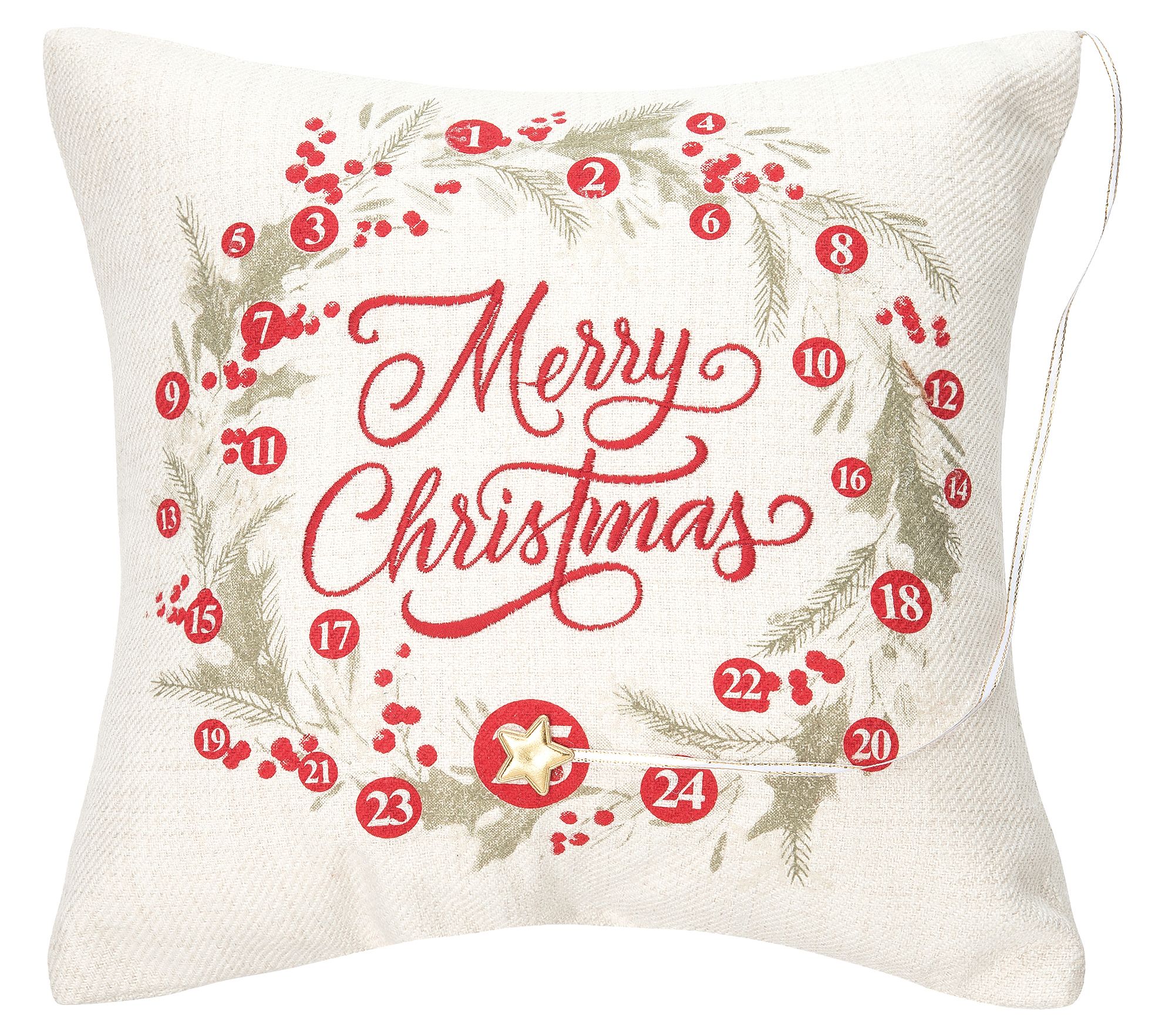 C&F Home Merry Christmas Wreath 13.5' x 13.5 P illow