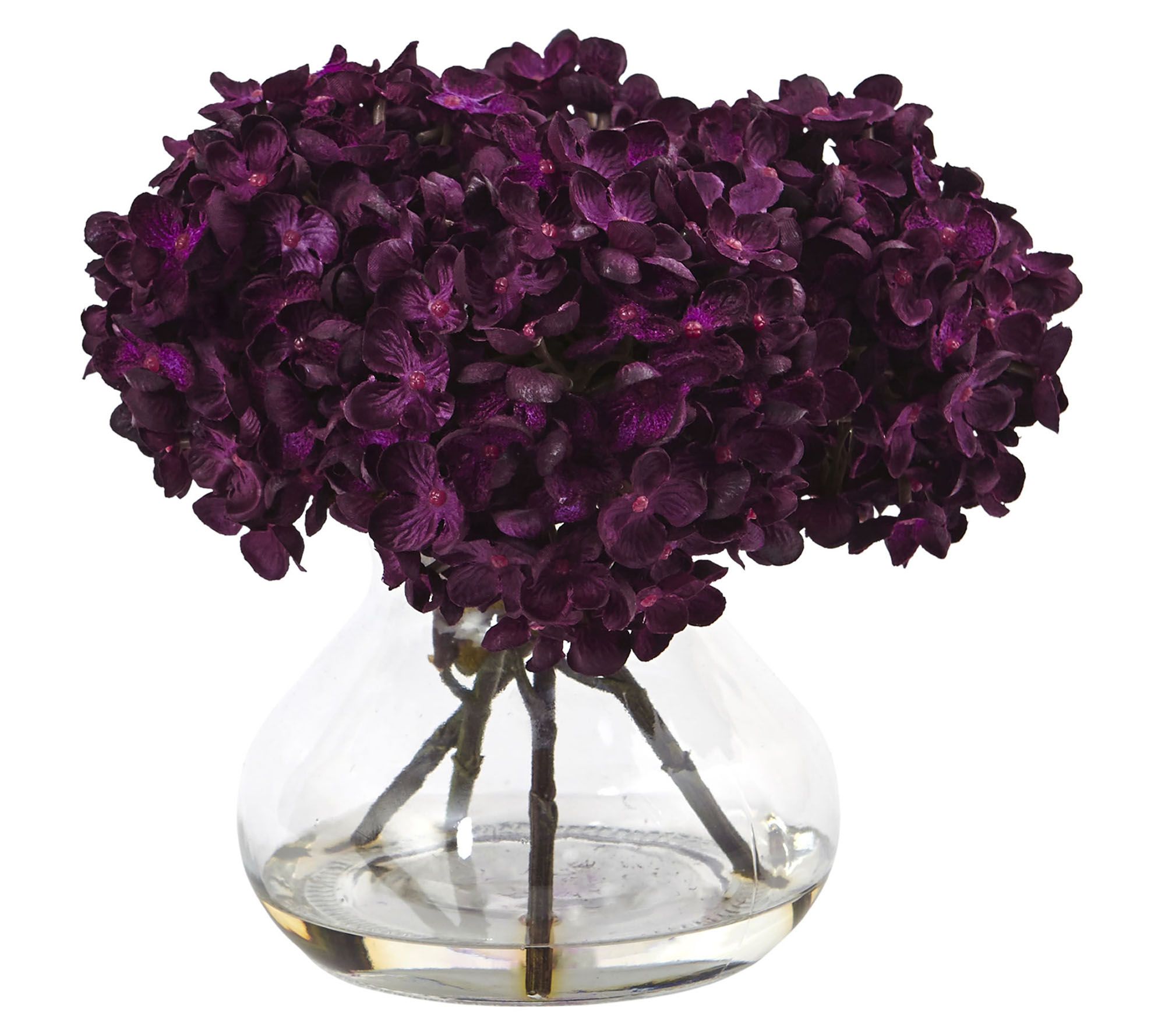 Hydrangea with Vase Flower Arrangement by Nearly Natural