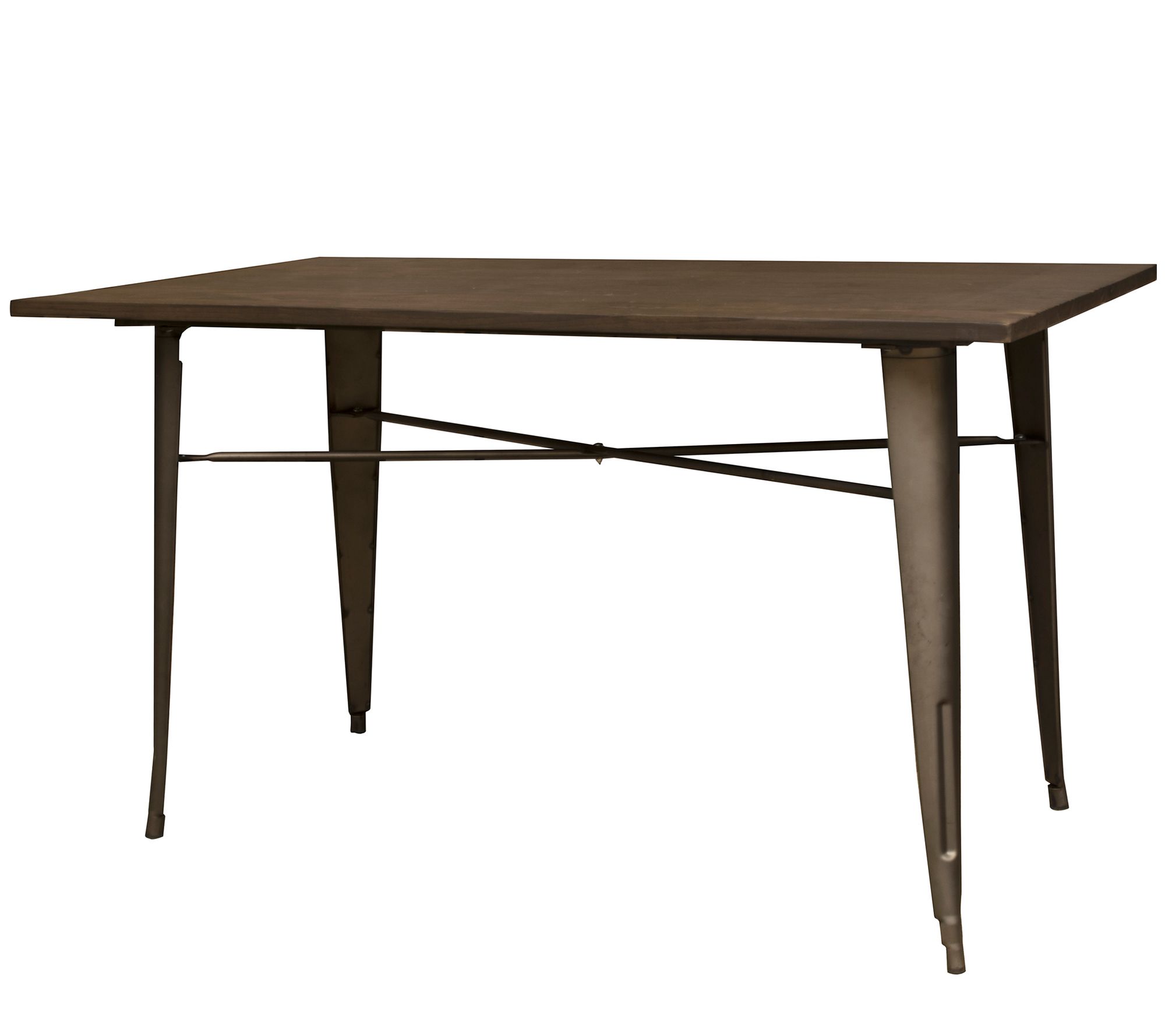 AmeriHome Metal Dining Table with Wood Top - Gu nmetal Silver
