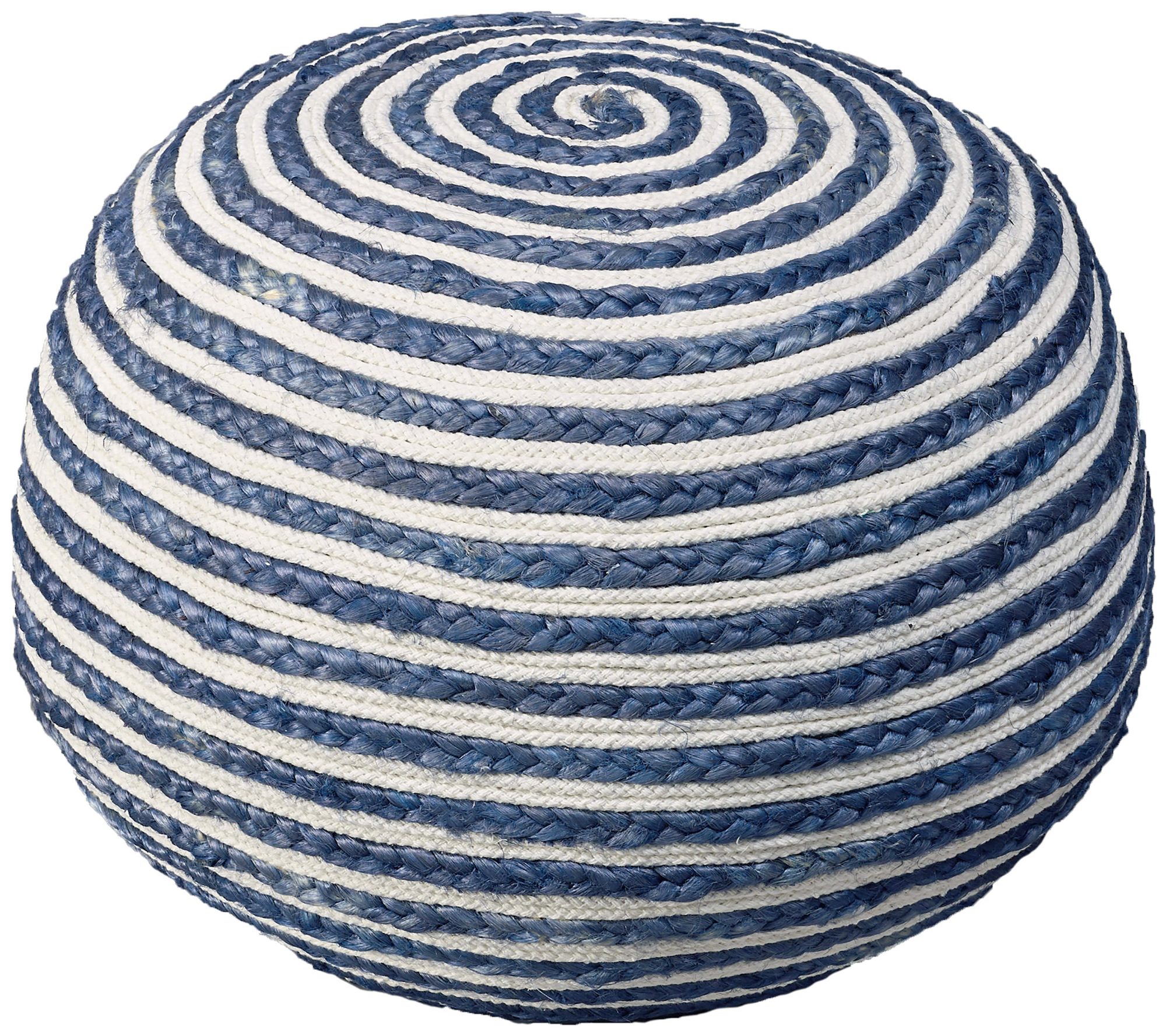 LR Home Ellie 14" Handmade Jute Pouf, One Size, Blue