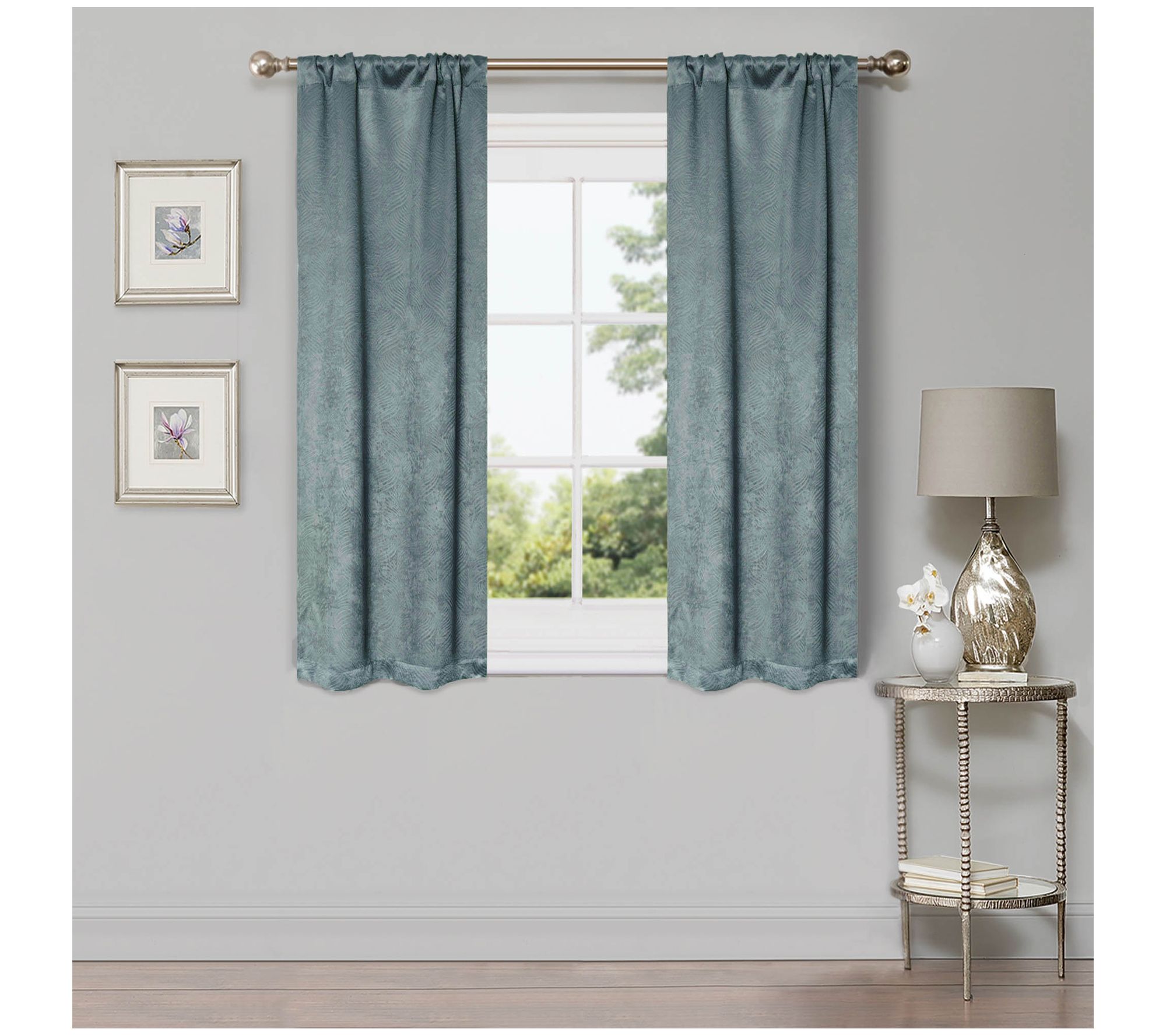 Superior Modern Geometric Waves Blackout Curtain Set, 26X63
