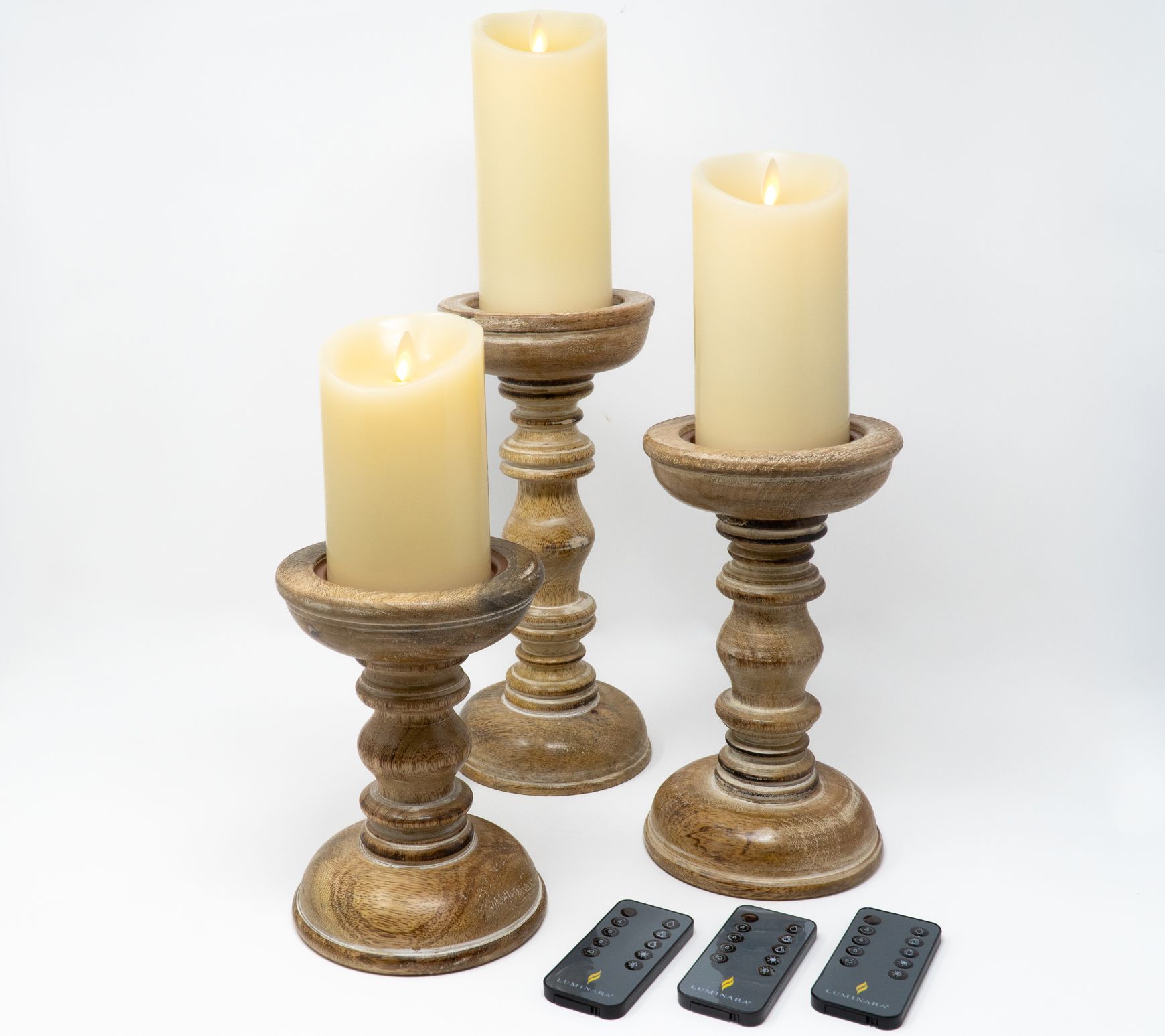 Set of (3) Dual-Sided Candle Holders with (3) L uminara Candles