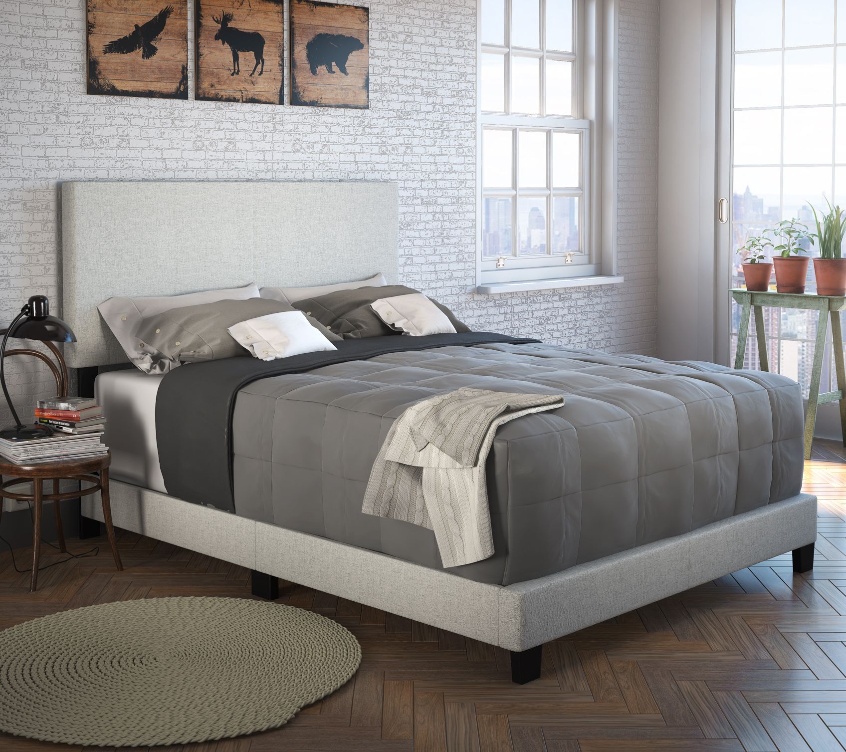 Boyd Sleep Milan Upholstered Linen Bed Frame w/ eadboard, King