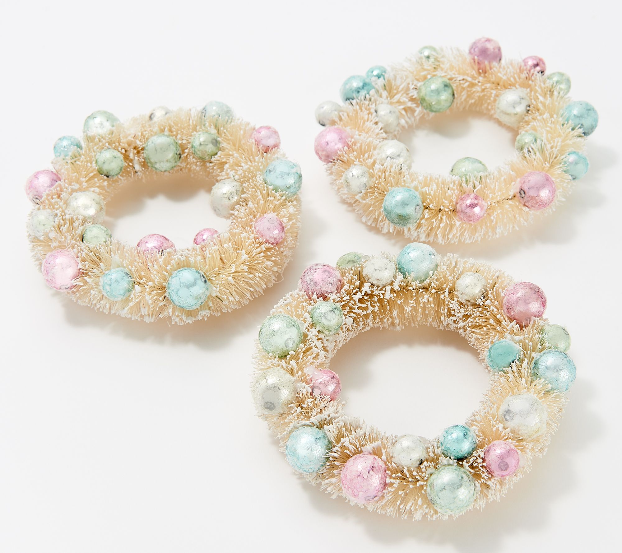 S/3 Vintage Bottlebrush Mini Candle Rings by Valerie Page 1 —