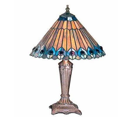 Tiffany Style Jeweled Peacock Accent Lamp - H112350 — QVC.com