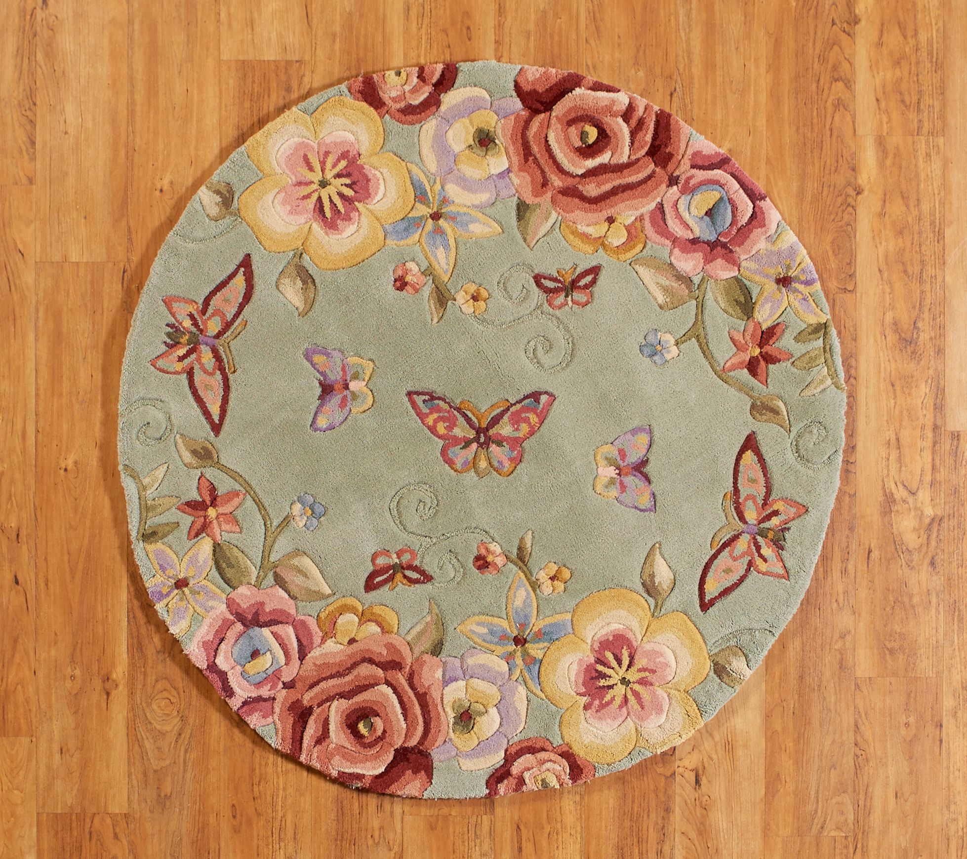 (QVC) Q2 Royal Palace Butterfly Floral Wood Rugs