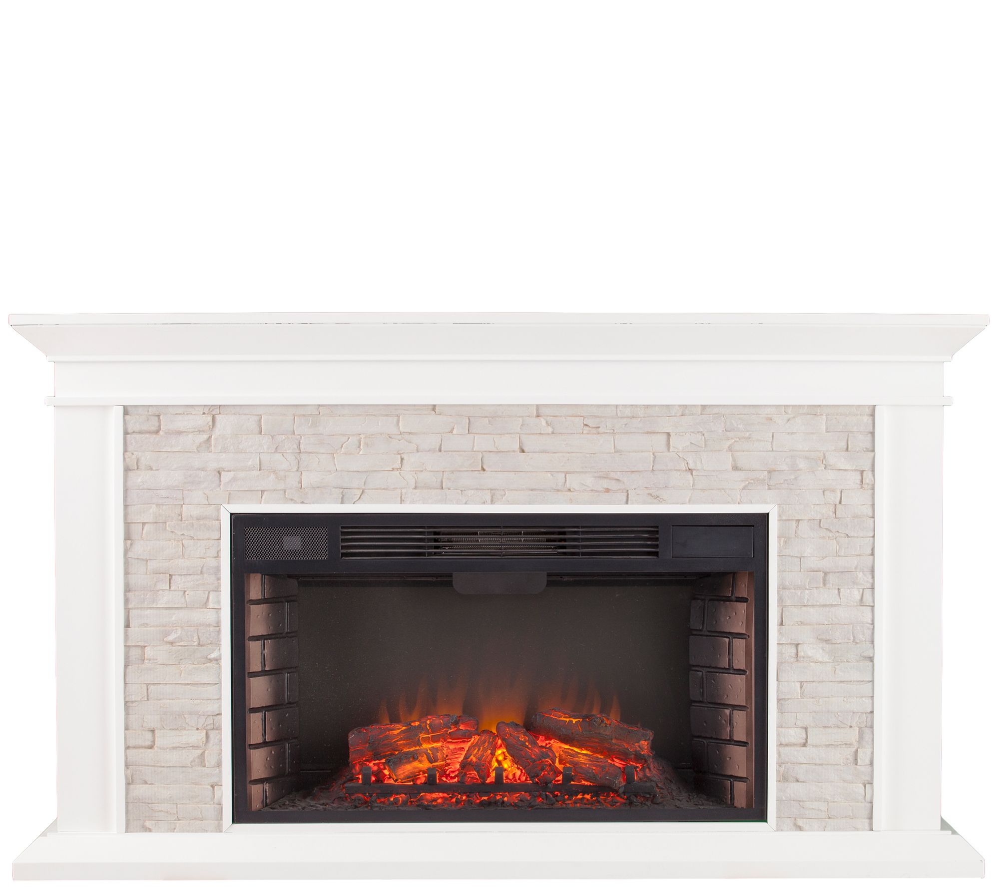 Canyon Heights Faux Stacked Stone Electric Fireplace