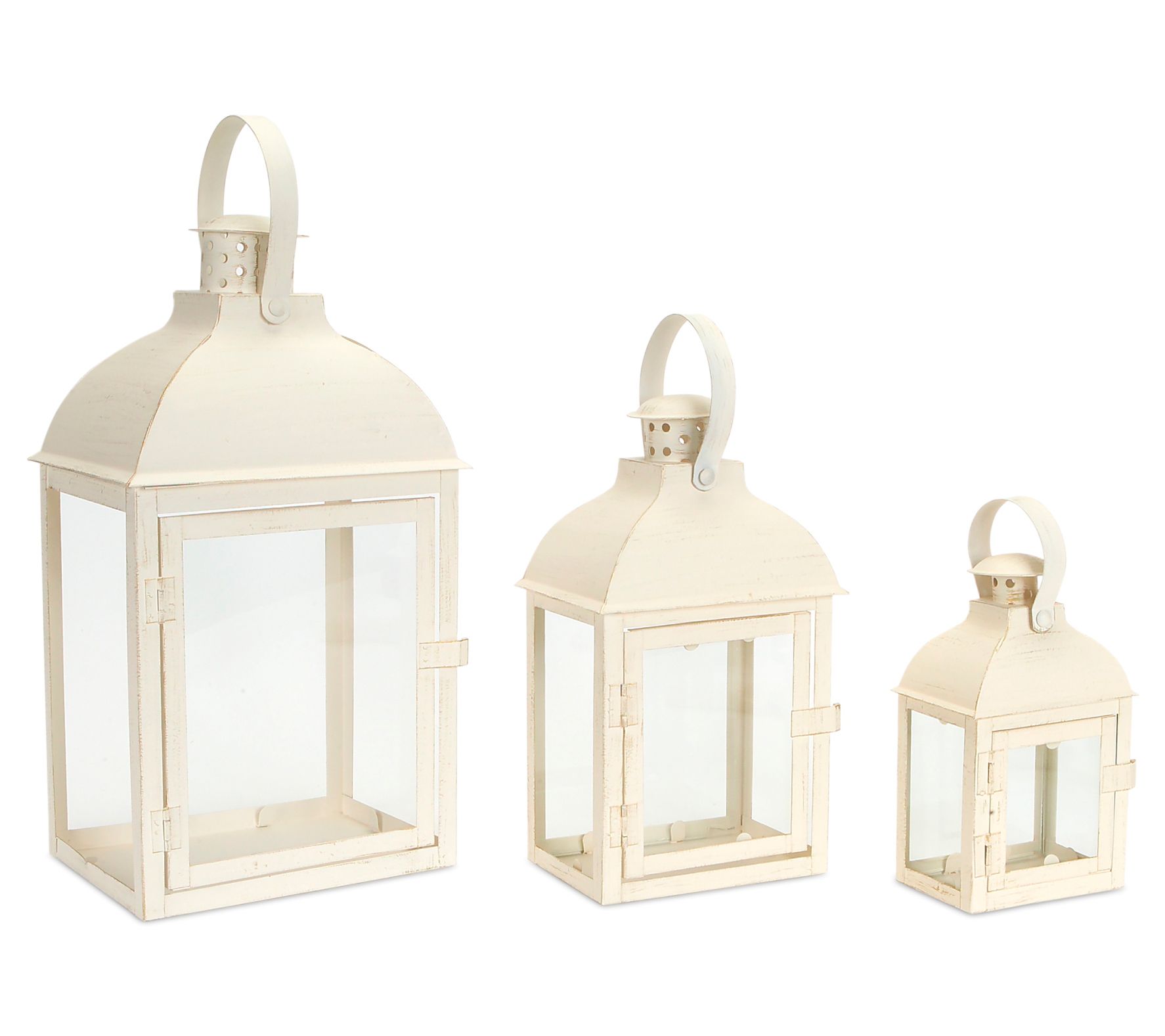 Melrose International Ivory Metal Lantern (Set f 3)