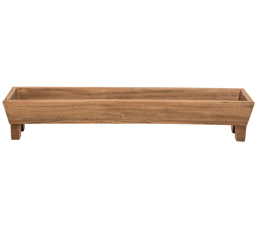 Foreside Home & Garden Wood Trough Storage Tray