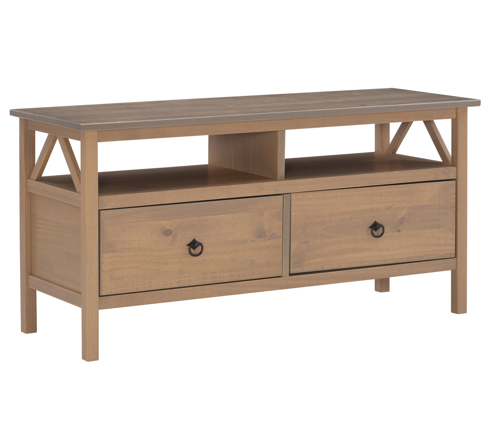 Linon Home Hollis Driftwood TV Stand W/ Open Shelf & 2 Drawers