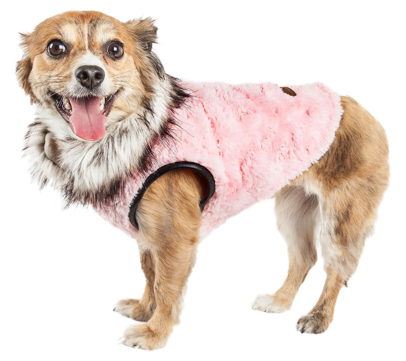 Pet Life Luxe 'Pinkachew' Mink Fur Dog Coat Jac et