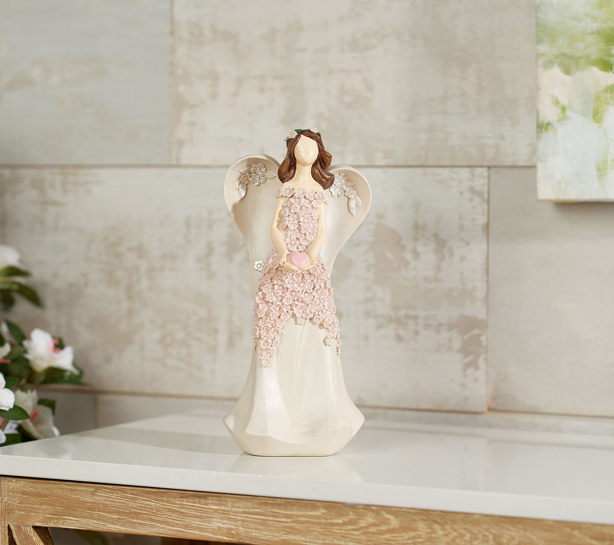 10" Angel Figurine with Flower Detail and Gift Box by Valerie