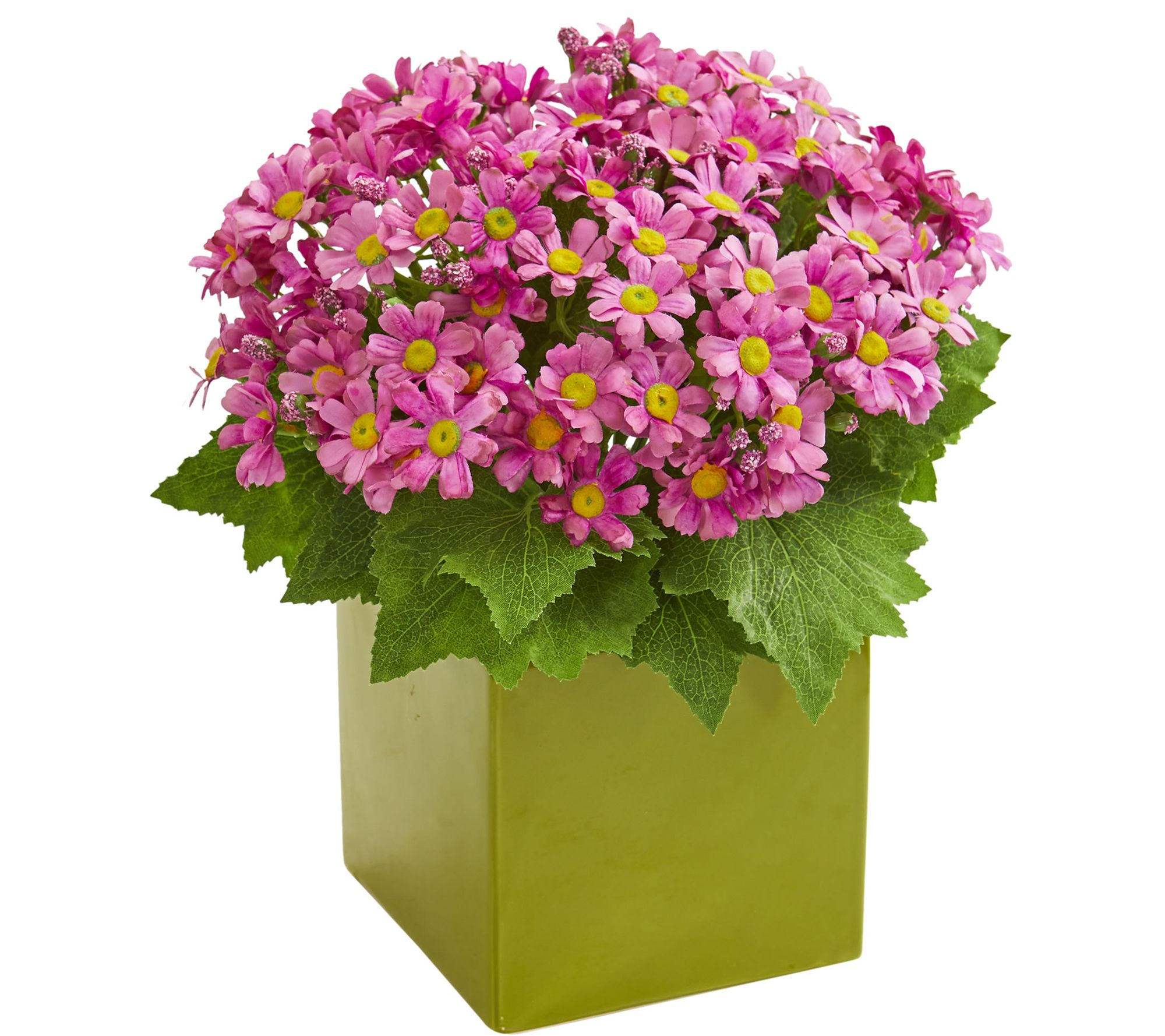 Daisy Artificial Arrangement in Green Vase by N early Natural