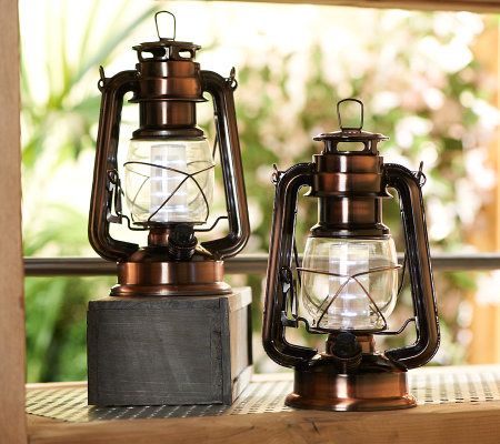 Set of 2 BatteryOperated Indoor/Outdoor Vintage Copper LED Lanterns ...