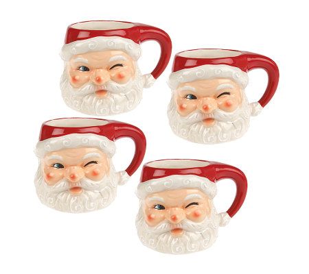 Set of 4 Handpainted Vintage Style Winking Santa Head Mugs - Page 1 ...