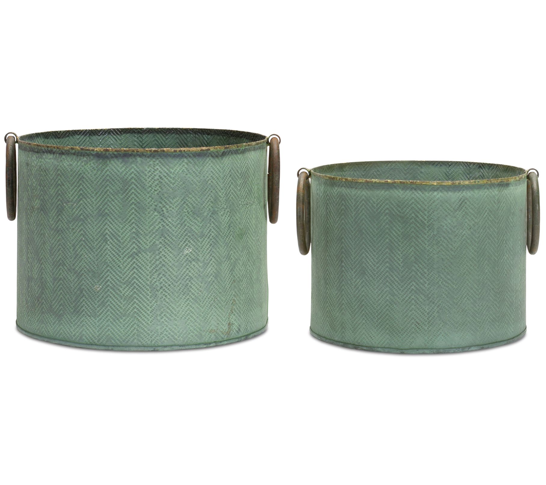 Melrose Round Metal Tub Planter (Set of 2)