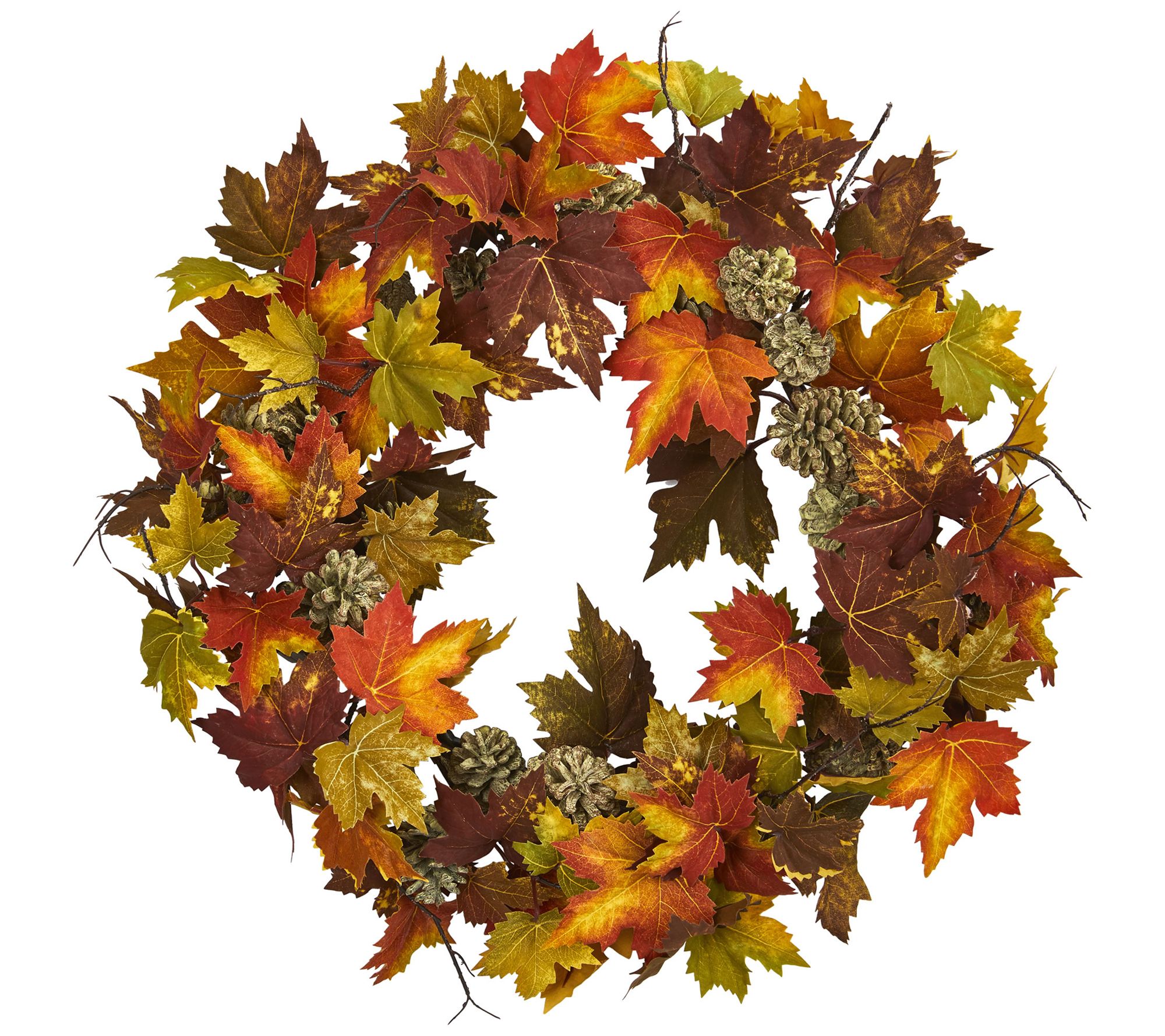 24" Maple Pinecone Wreath by Nearly Natural