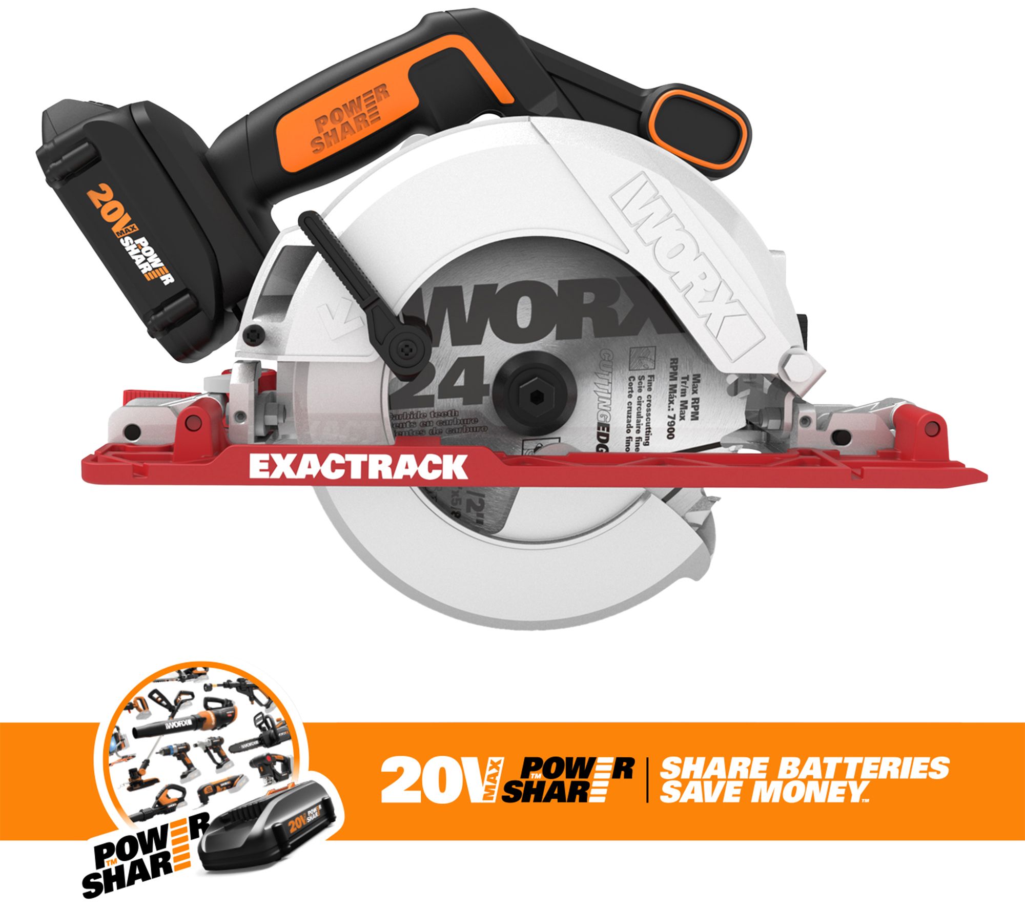 Worx 20V Cordless 6 1/2" Circular Saw with Battery