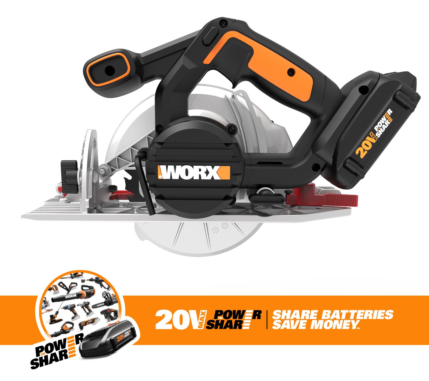 Worx 20v Cordless 6 1 2 Circular Saw With Battery