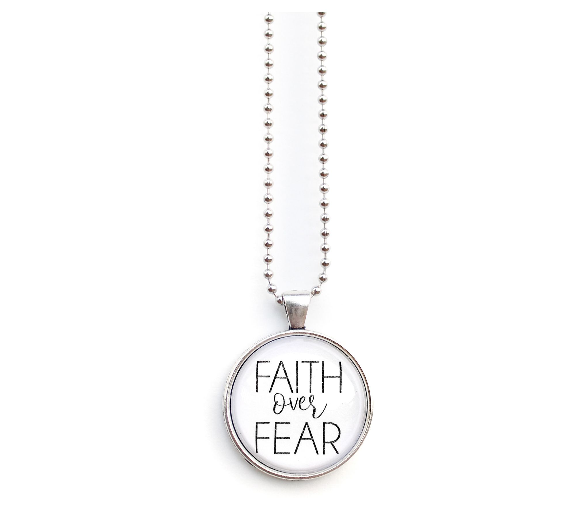 The Vintage Sparrow Faith Over Fear Silver 30" Necklace