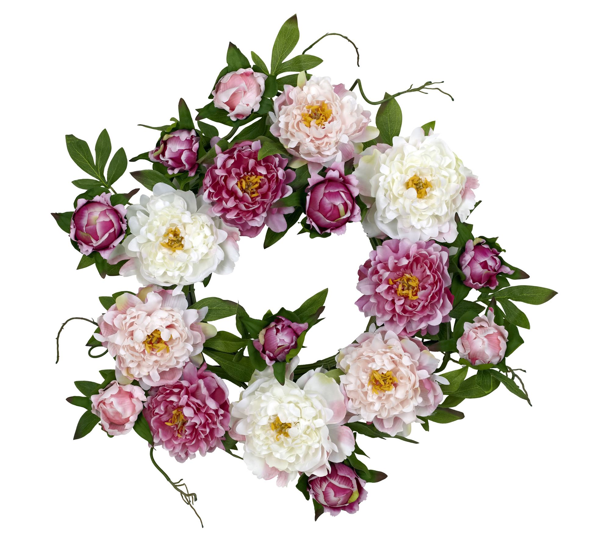 22" Peony Wreath by Nearly Natural