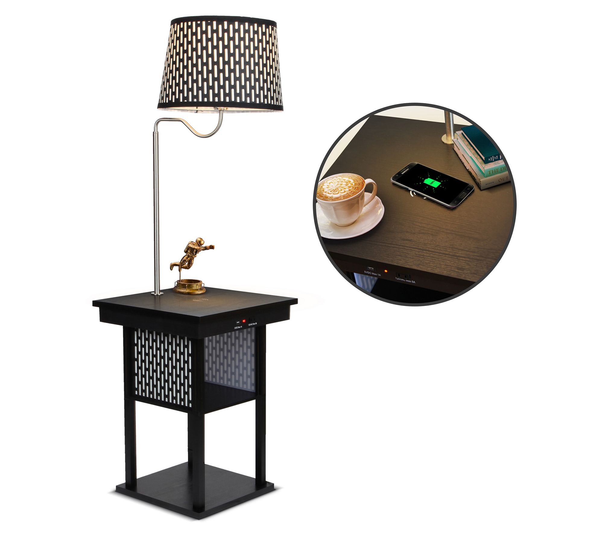 Brightech Madison Wireless Charging 56" LED She lf Table Lamp
