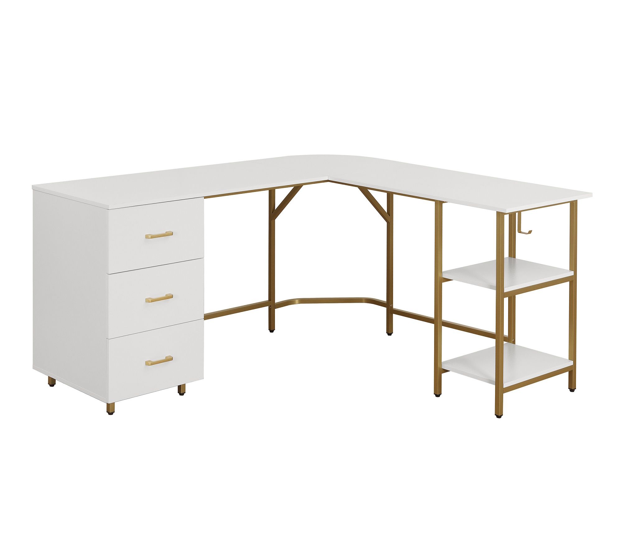TECHNI MOBILI 59"W L-Shape Home Office Two-Tone Desk