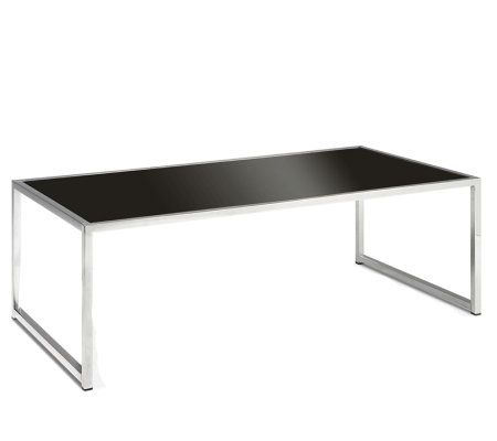 OSP Home Furnishings Yield Coffee Table. Black Glass and Chrome Accents.