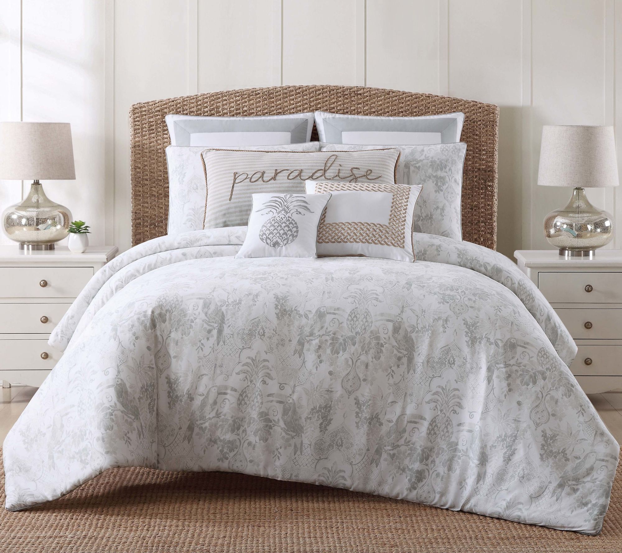 Oceanfront Resort Tropical Plantation Toile Bedding Collection Comforter Set - Twin XL