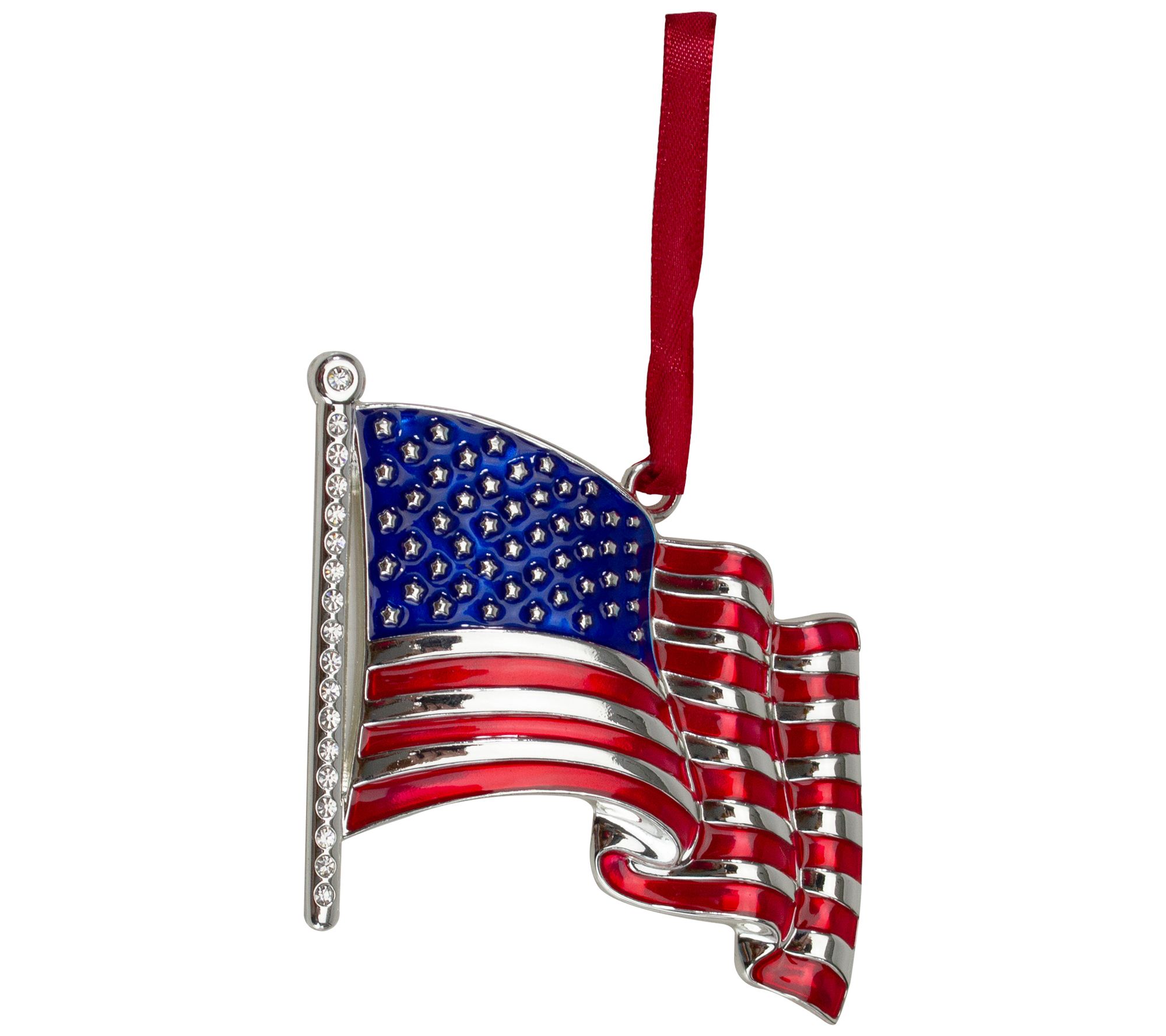 Northlight Silver Plated American Flag w/ Europ ean Crystals