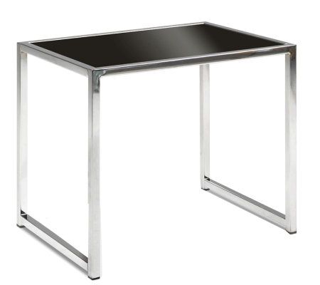 OSP Home Furnishings Yield End Table in Chrome and Black Glass Finish