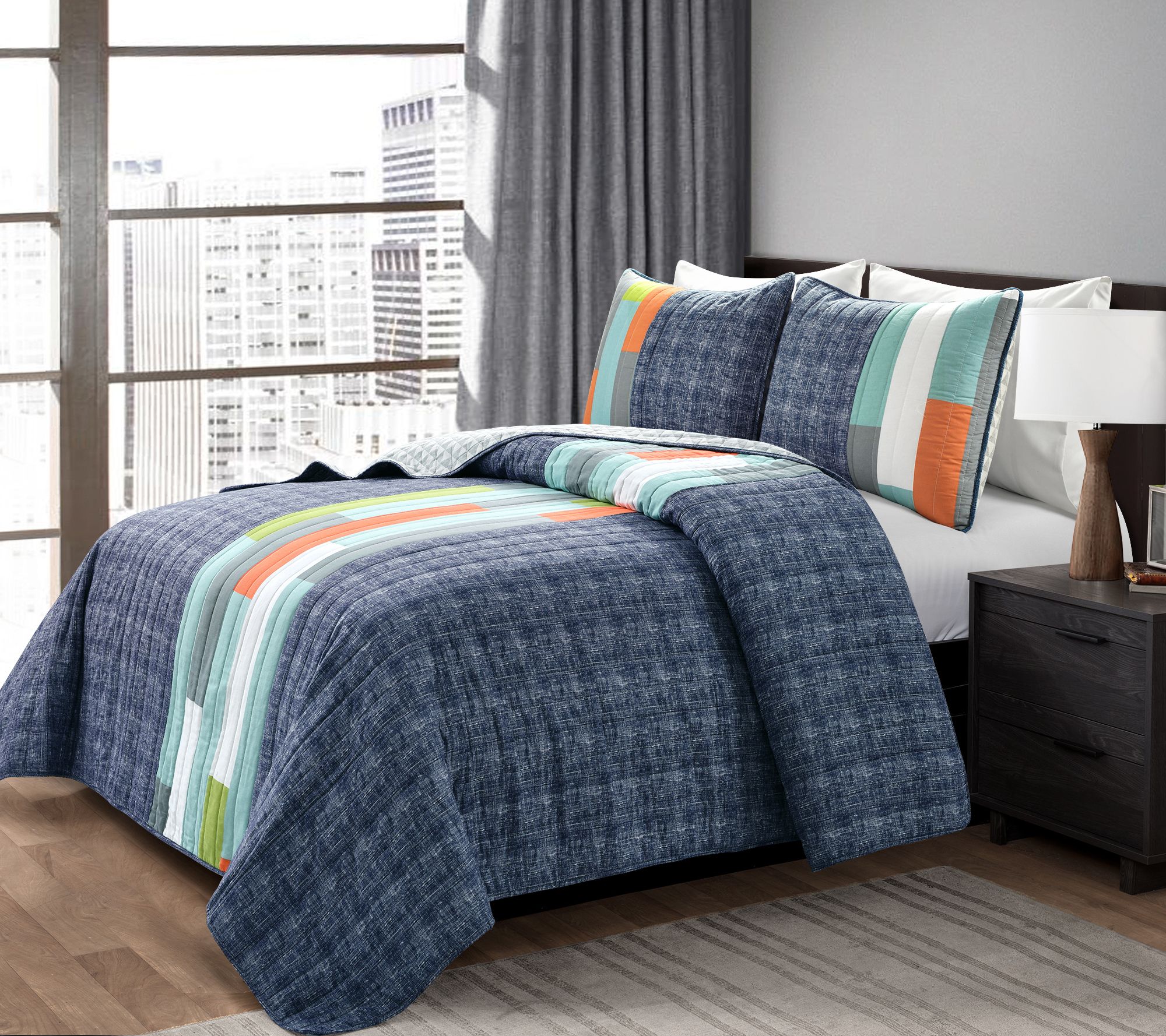 Shelly Stripe Full/Queen Quilt Set by Lush Deco r