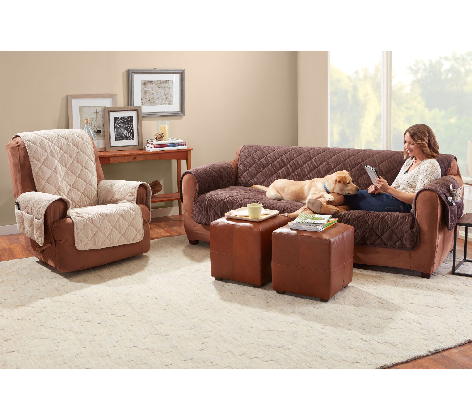 Sure Fit Recliner Furniture Cover with Textured Pique Fabric Page 1