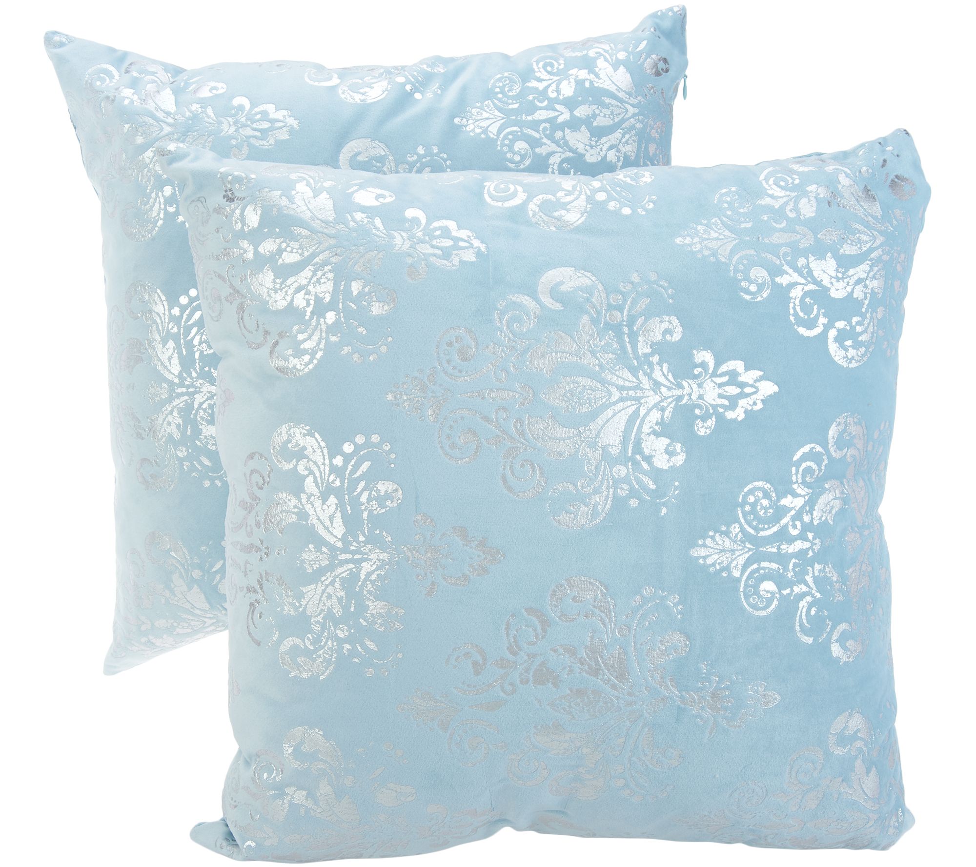 Casa Zeta Jones Set Of 2 Metallic Damask Micro Suede Pillows