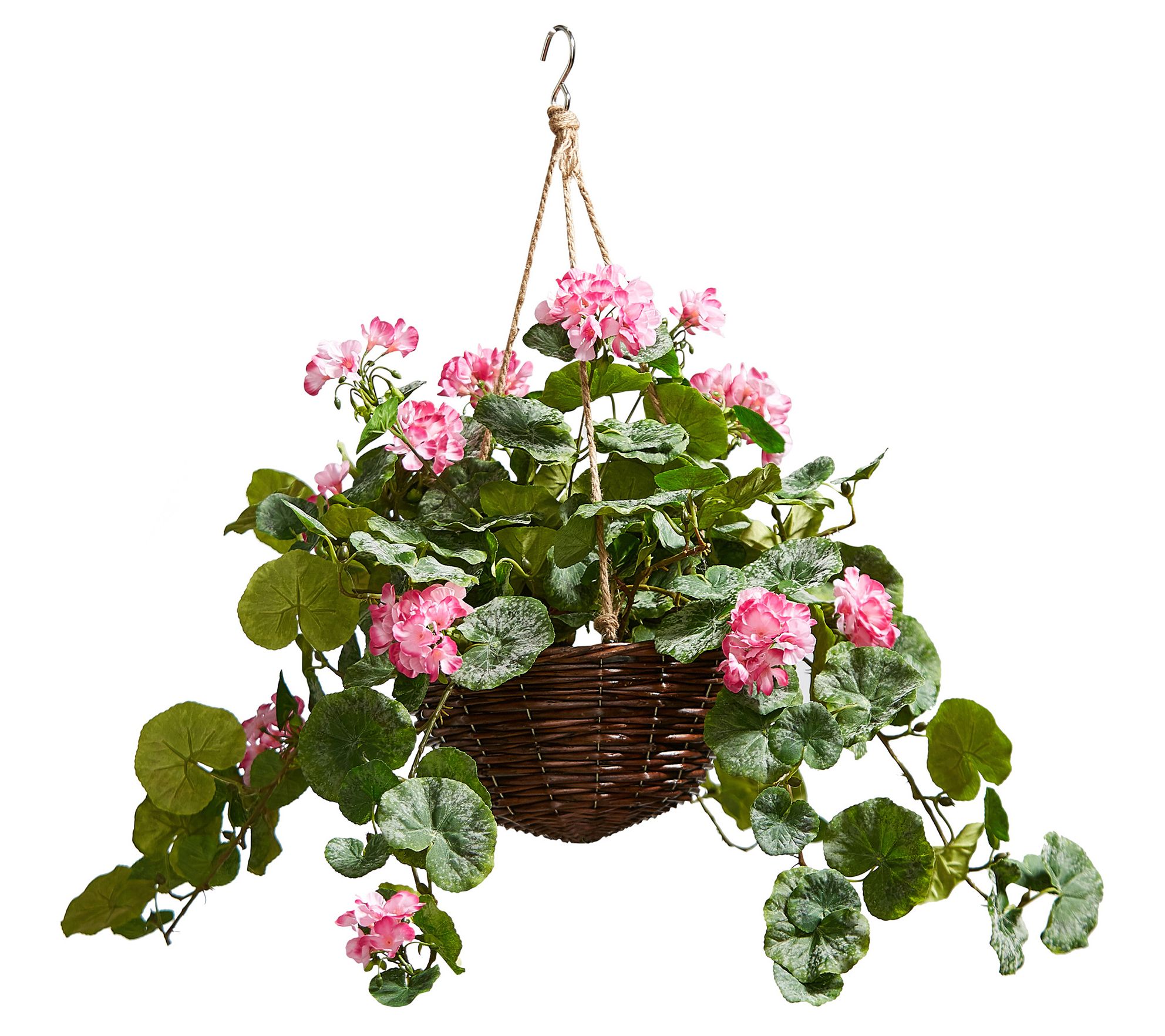 Pure Garden Faux Flower Basket (Hot Pink Gerani um)