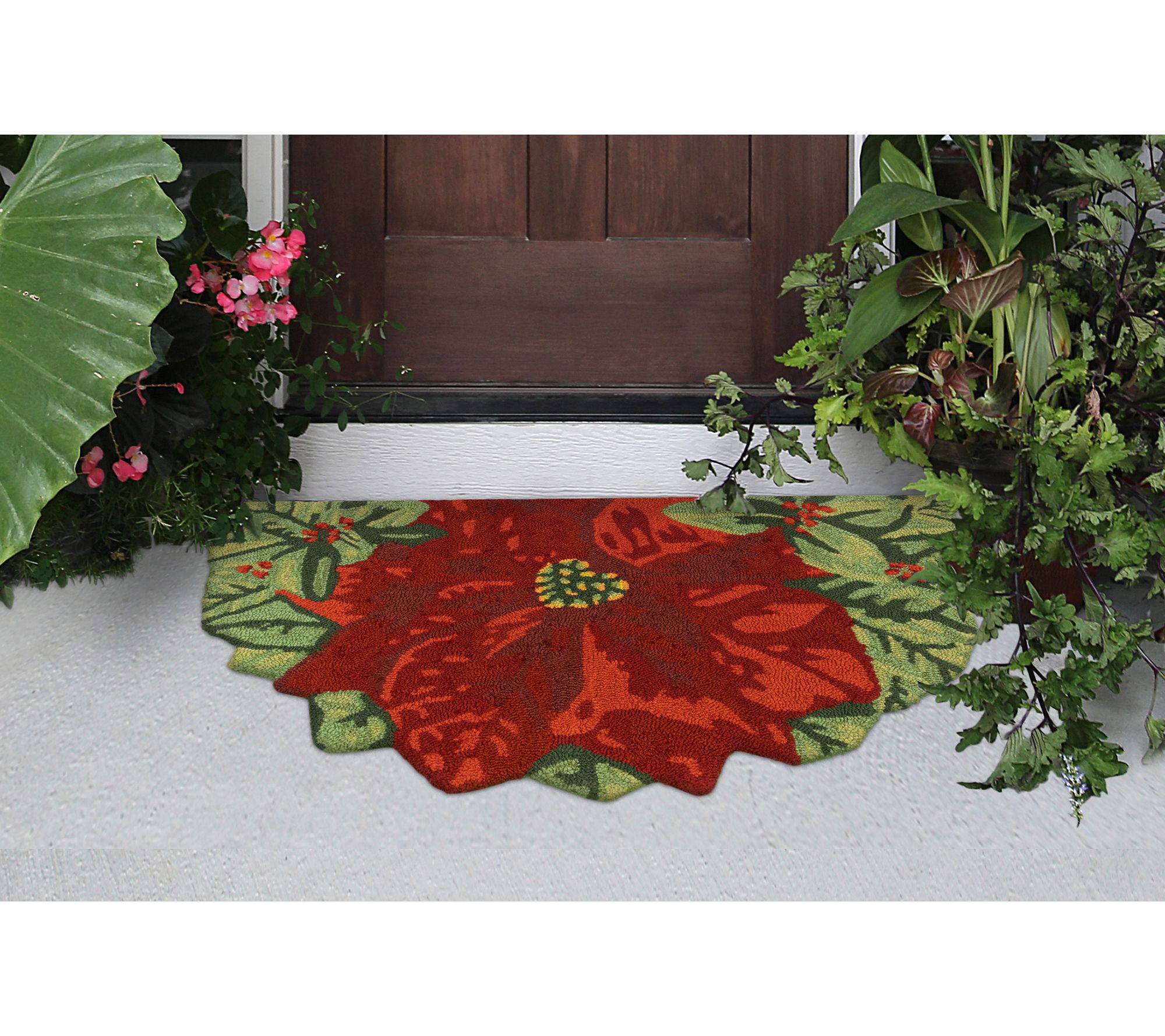 liora manne frontporch poinsettia indoor outdoor rug red 3 round