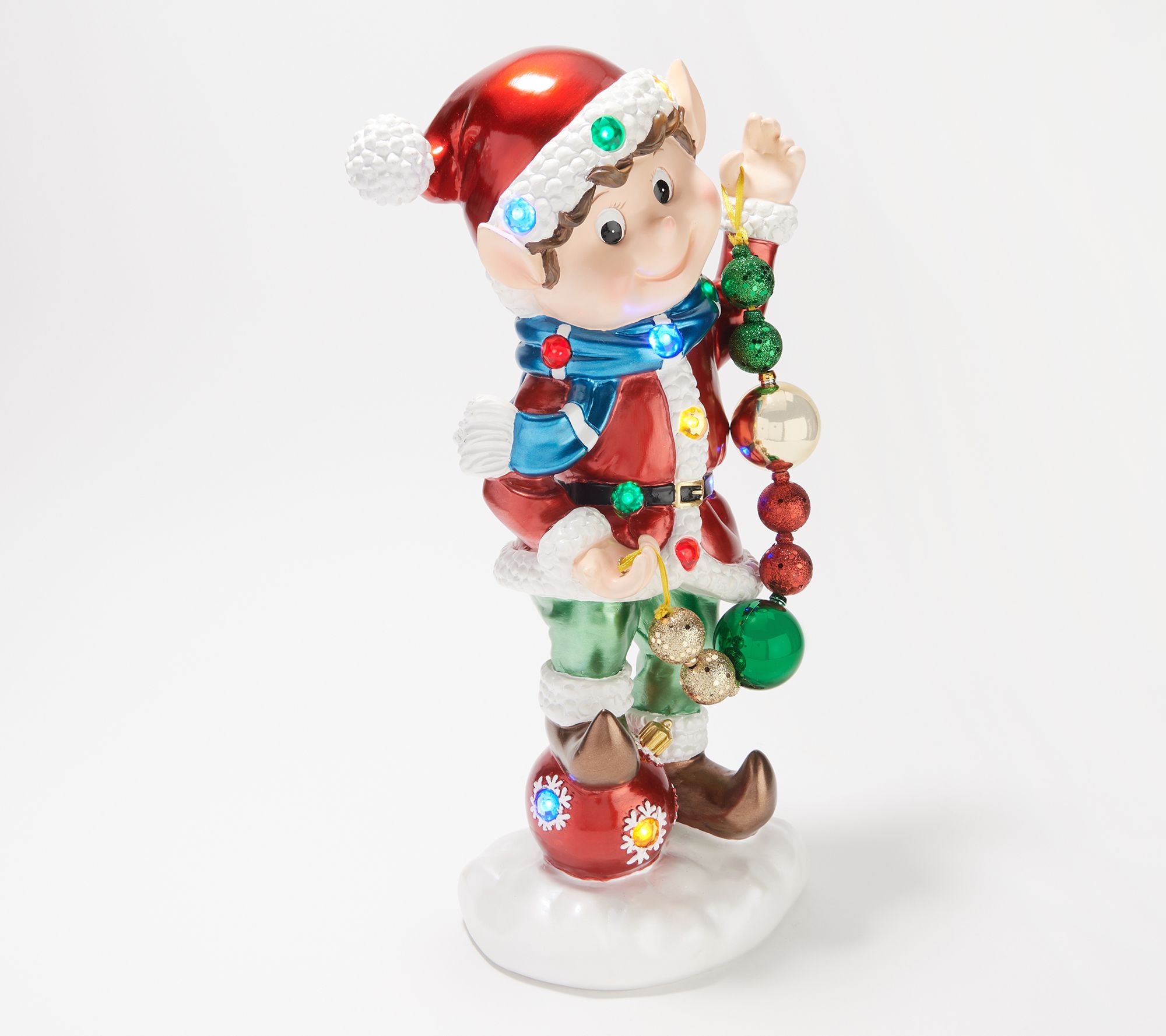 Kringle Express Indoor Outdoor Illuminated Resin Elf With Light Strand