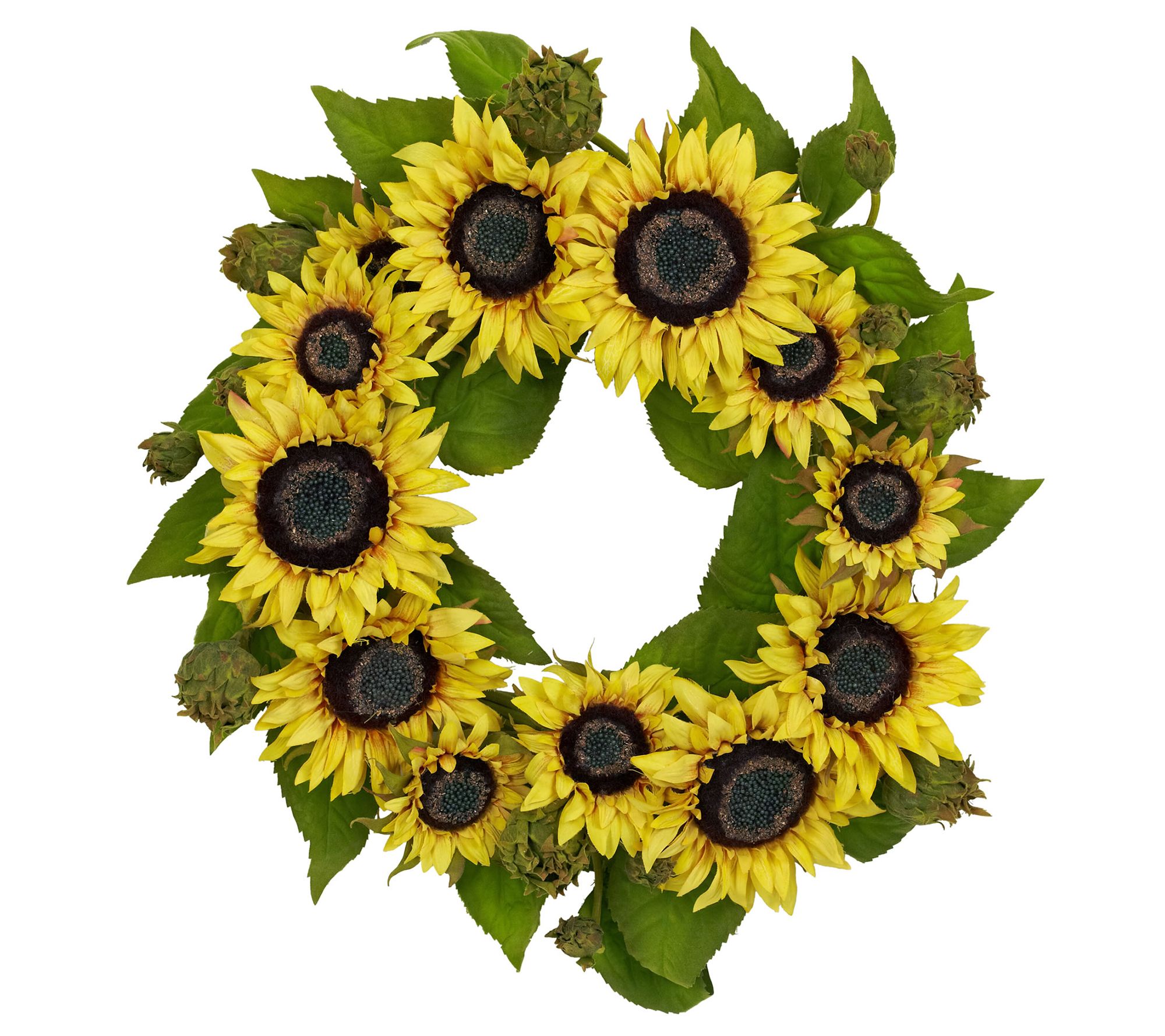 22" Sunflower Wreath by Nearly Natural