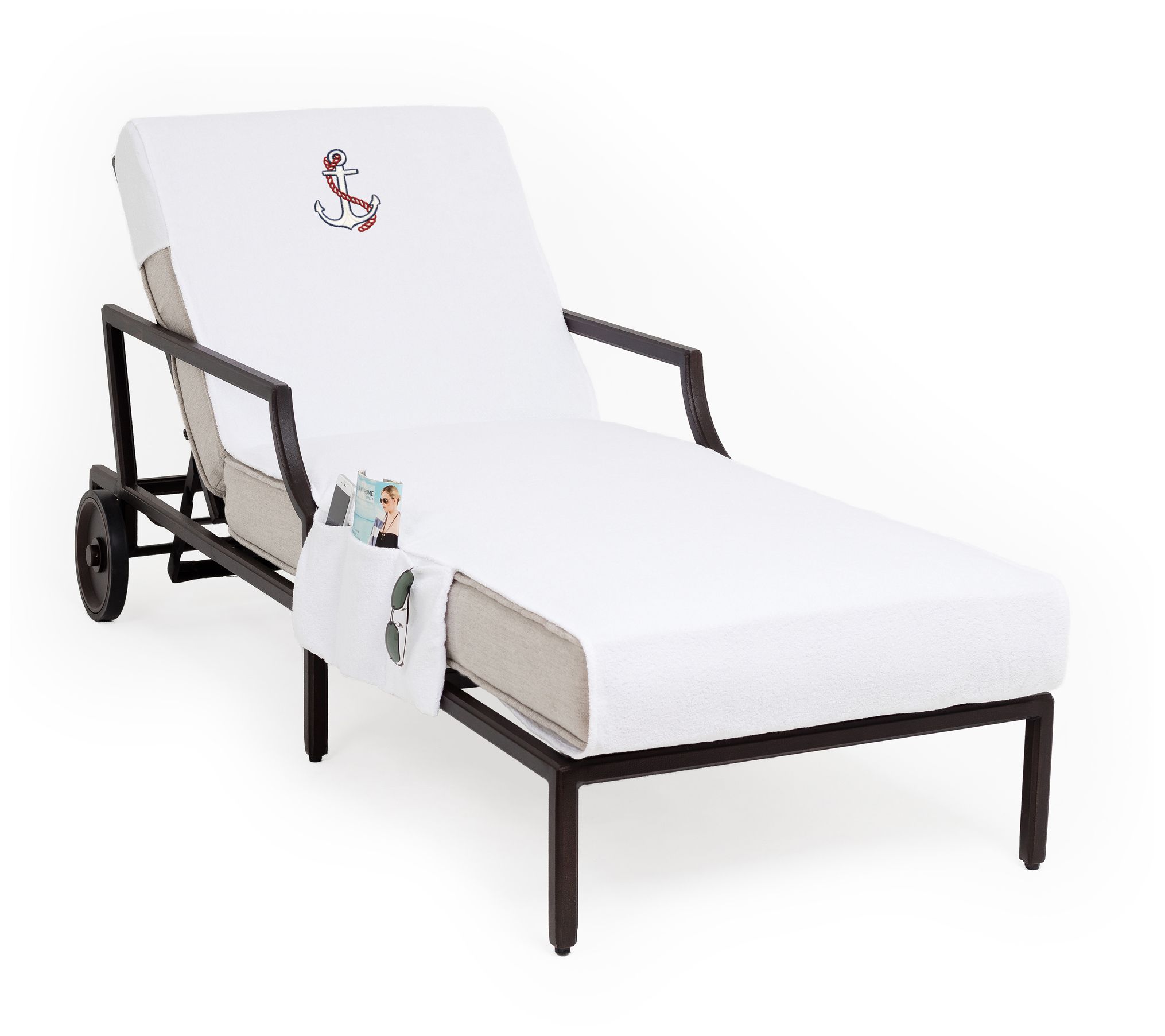 Linum Home Anchor Std Size Chaise Lounge Cover /Pockets