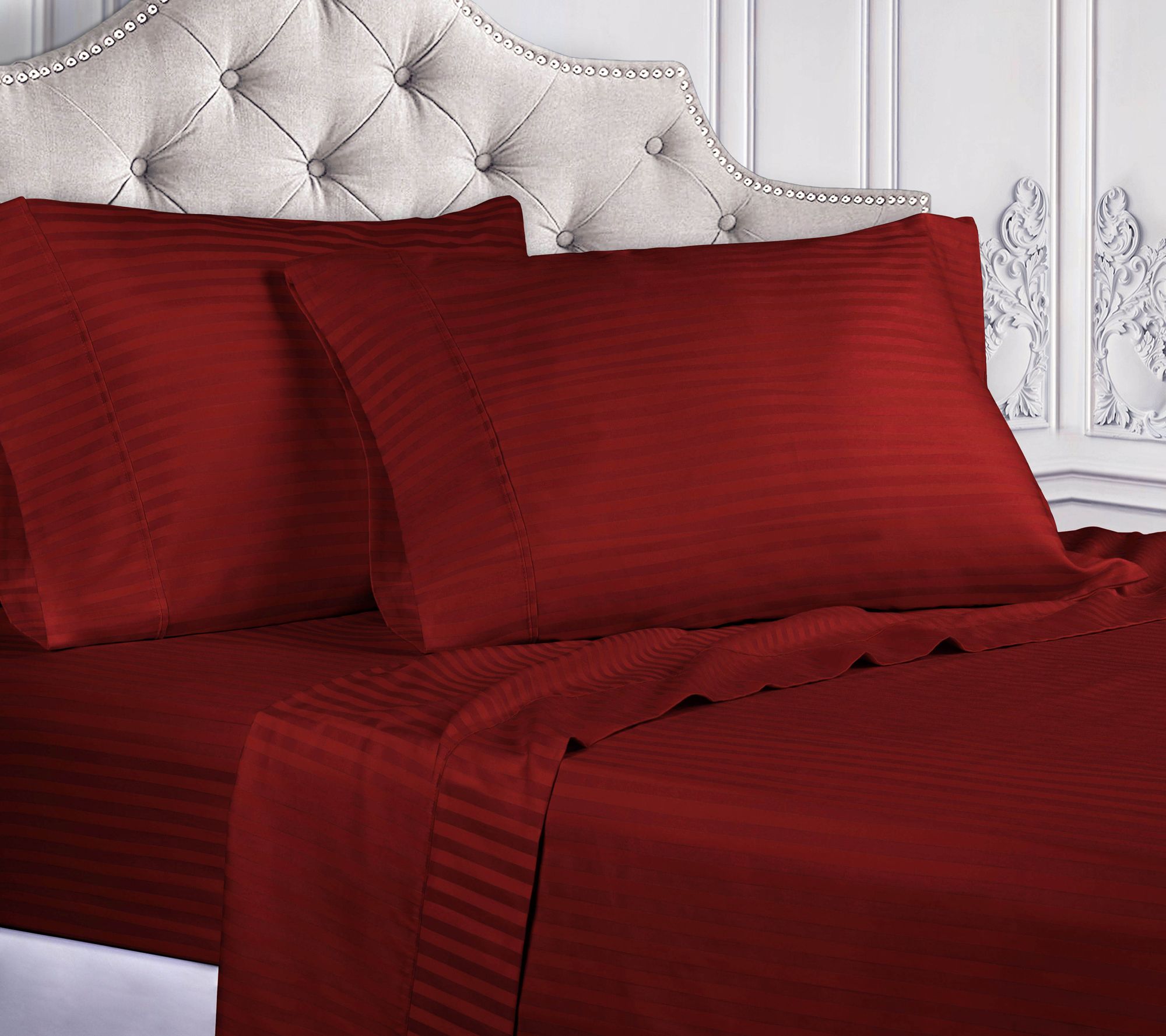 Superior 300TC Egyptian Cotton Striped Sheets, lympic Queen