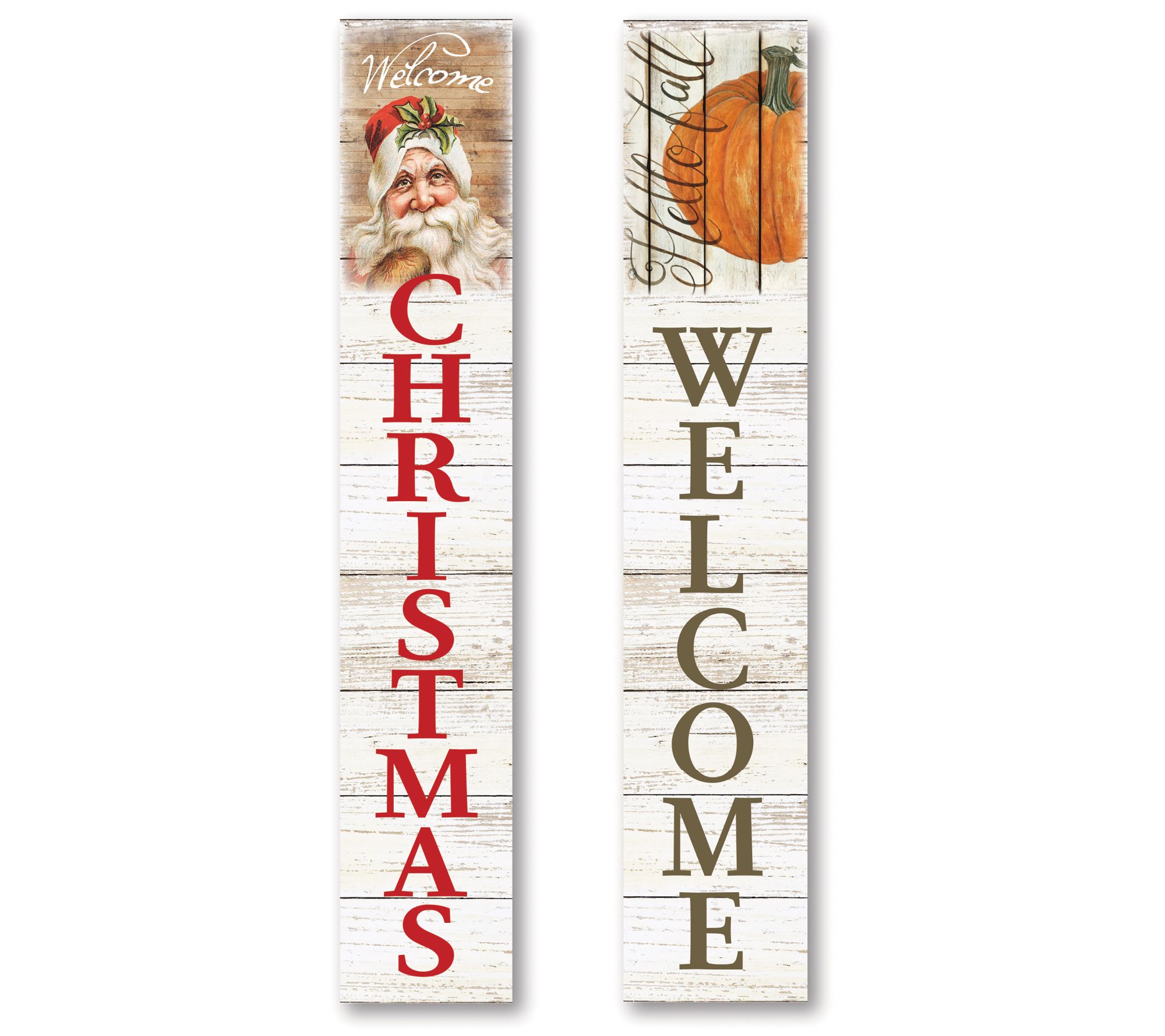 Hello Fall & Welcome Santa I 9x48 Double-Sided orch Sign