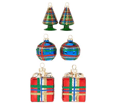 UPC 051053119102 product image for 6-piece Plaid Ornaments by Valerie | upcitemdb.com