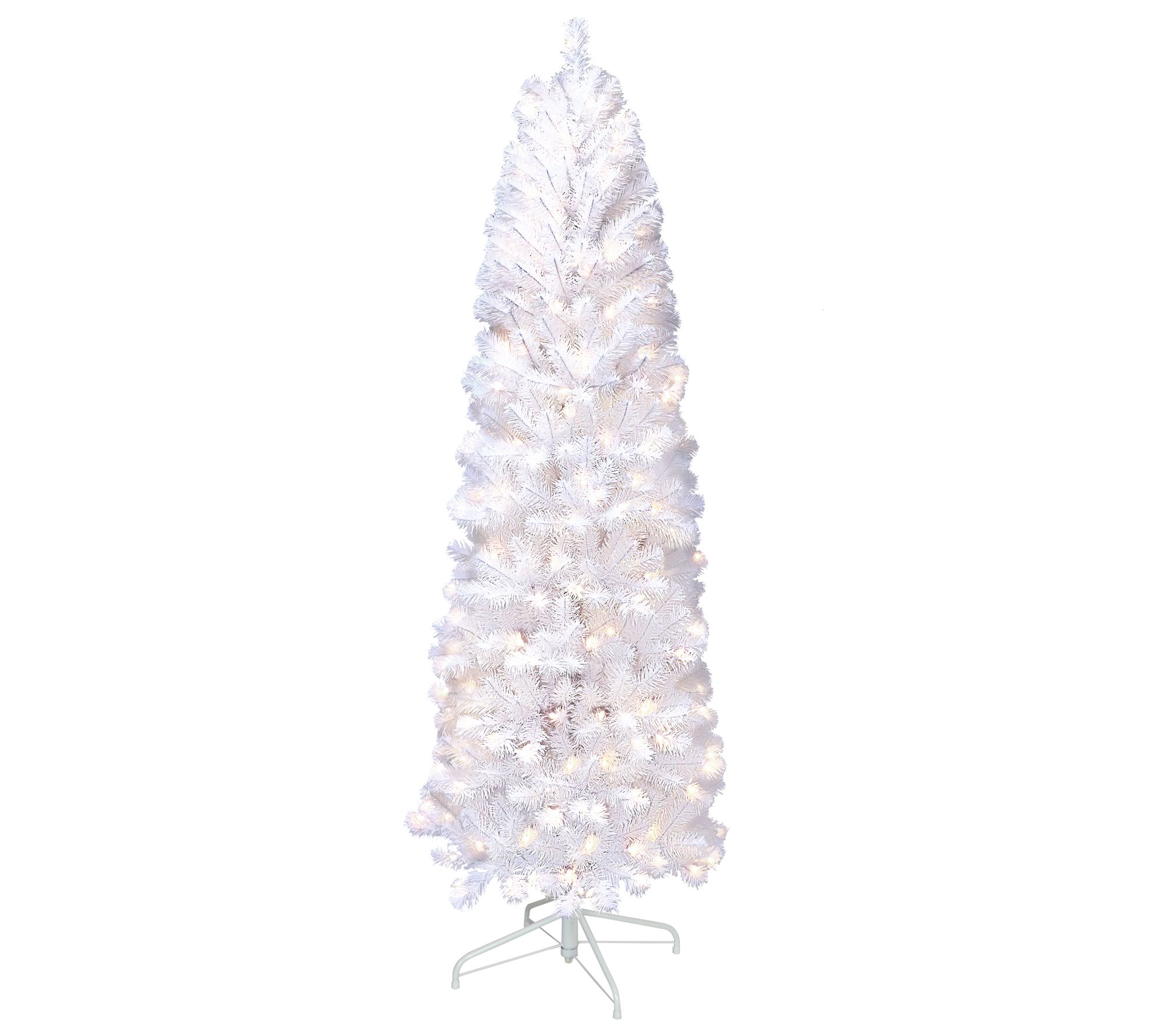 Puleo Pre-Lit 6.5' White Pencil Northern Fir Ar tificial Tree