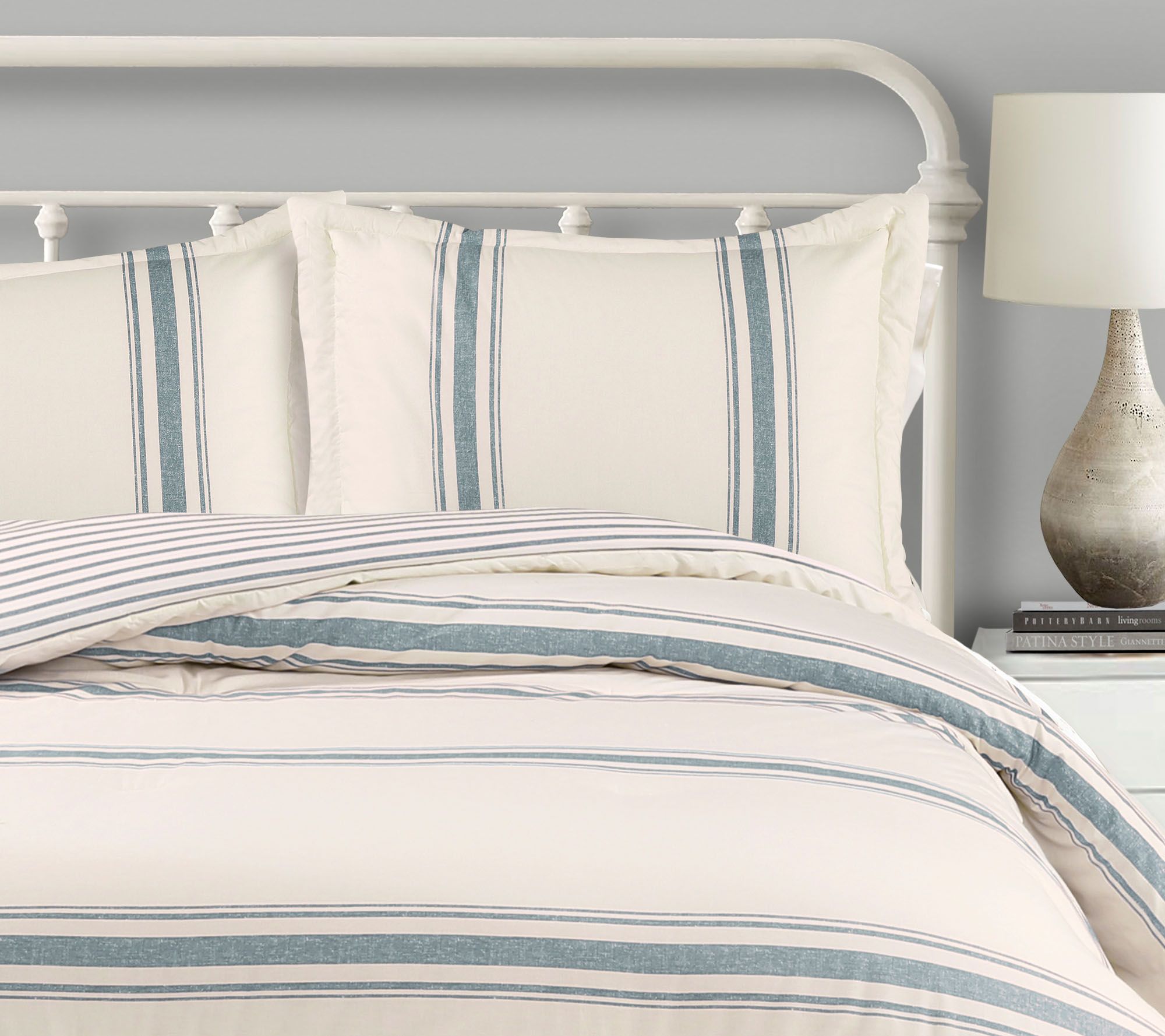 Farmhouse Stripe 3Piece King Comforter Set byLush Decor