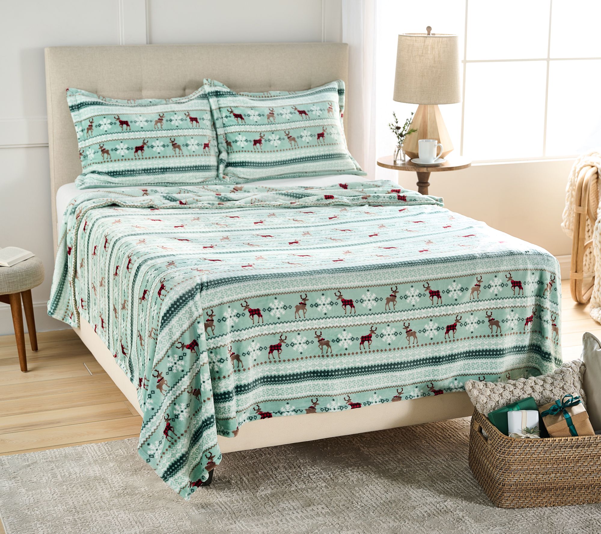 Berkshire Printed Velvetsoft Blanket with Sham - Full